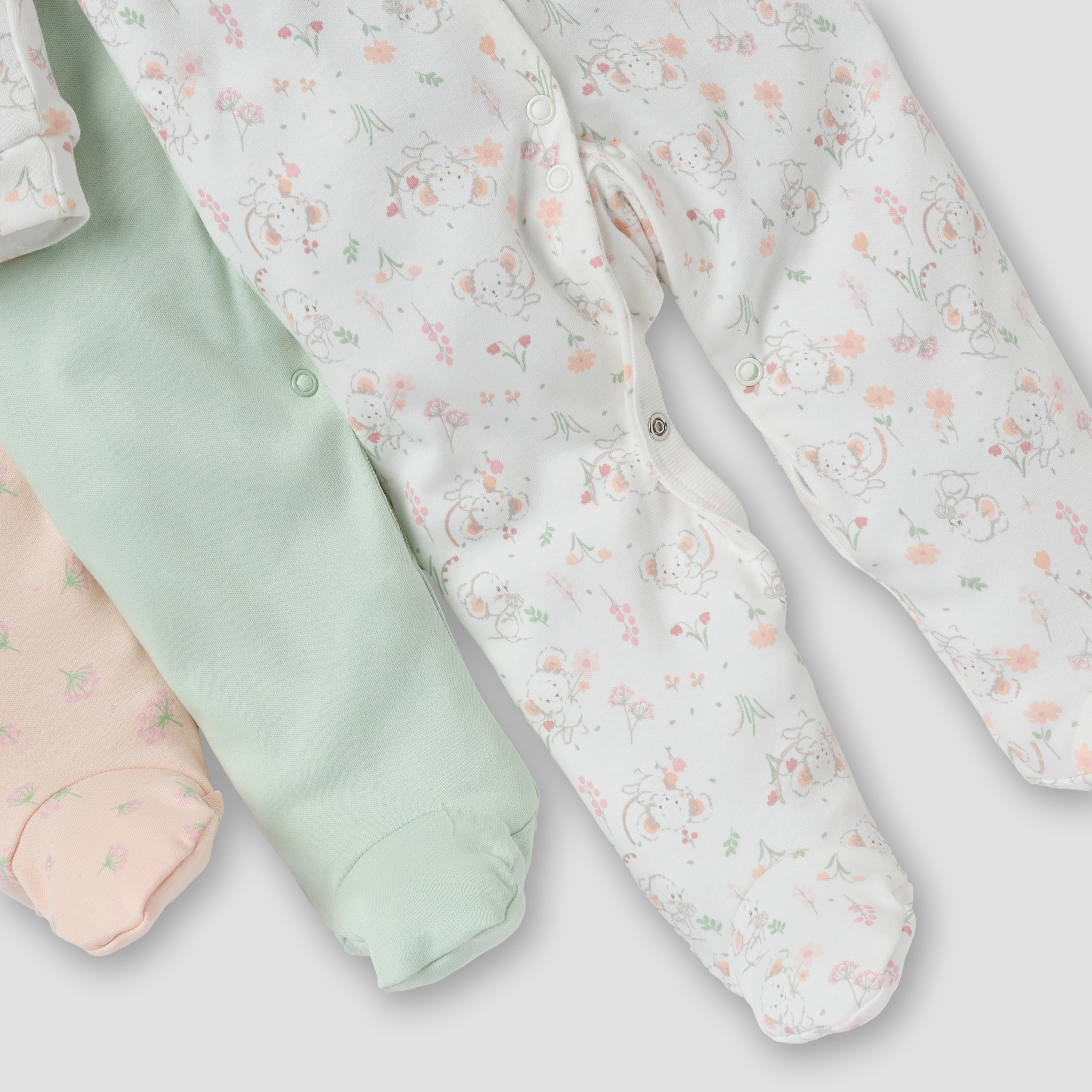 Juniors Assorted Closed Feet Sleepsuit - Set of 3-baby-girls-clothing-nightwear-sleepsuits-image-6