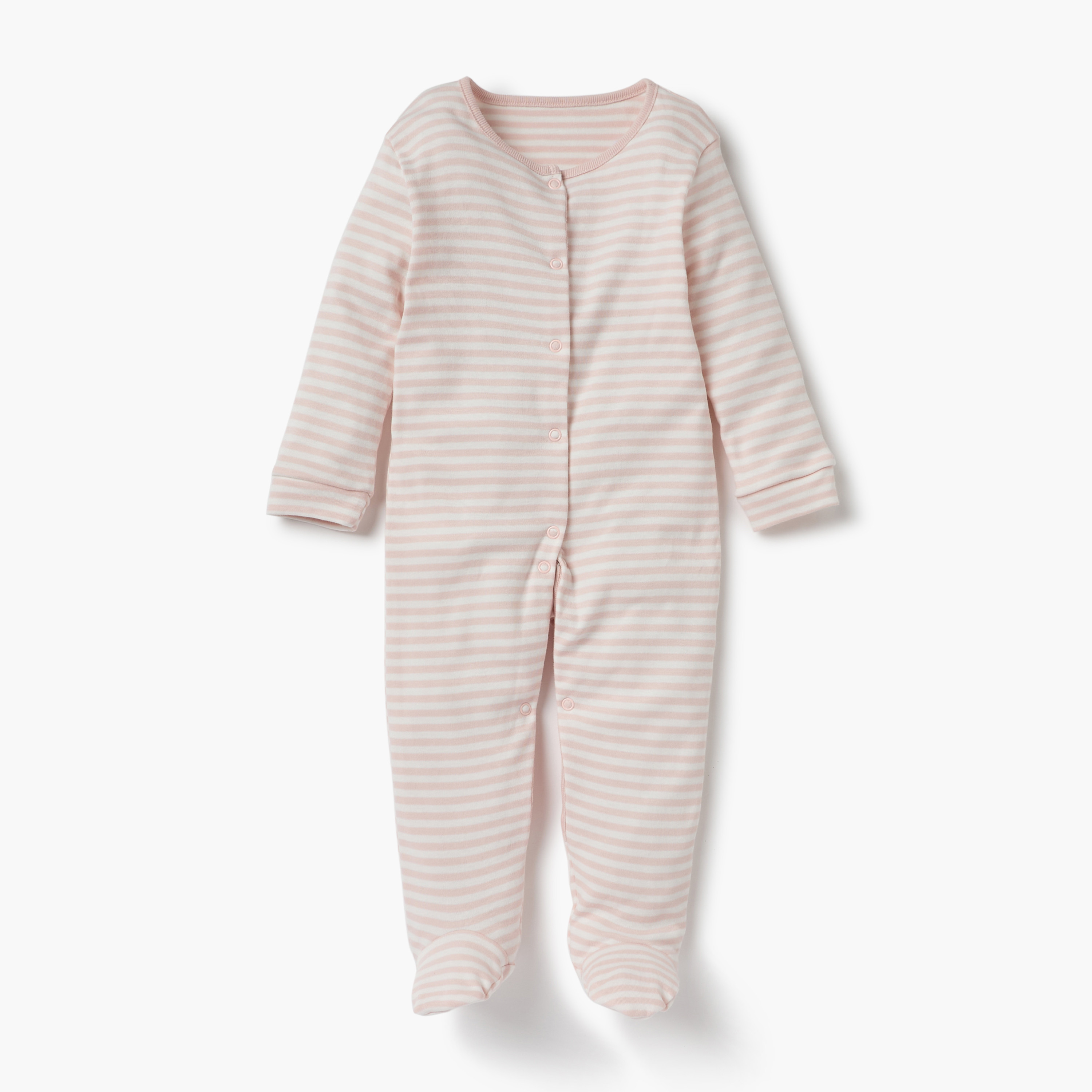 Juniors Printed Sleepsuit with Long Sleeves and Button Closure - Set of 3-baby-girls-clothing-nightwear-sleepsuits-image-4