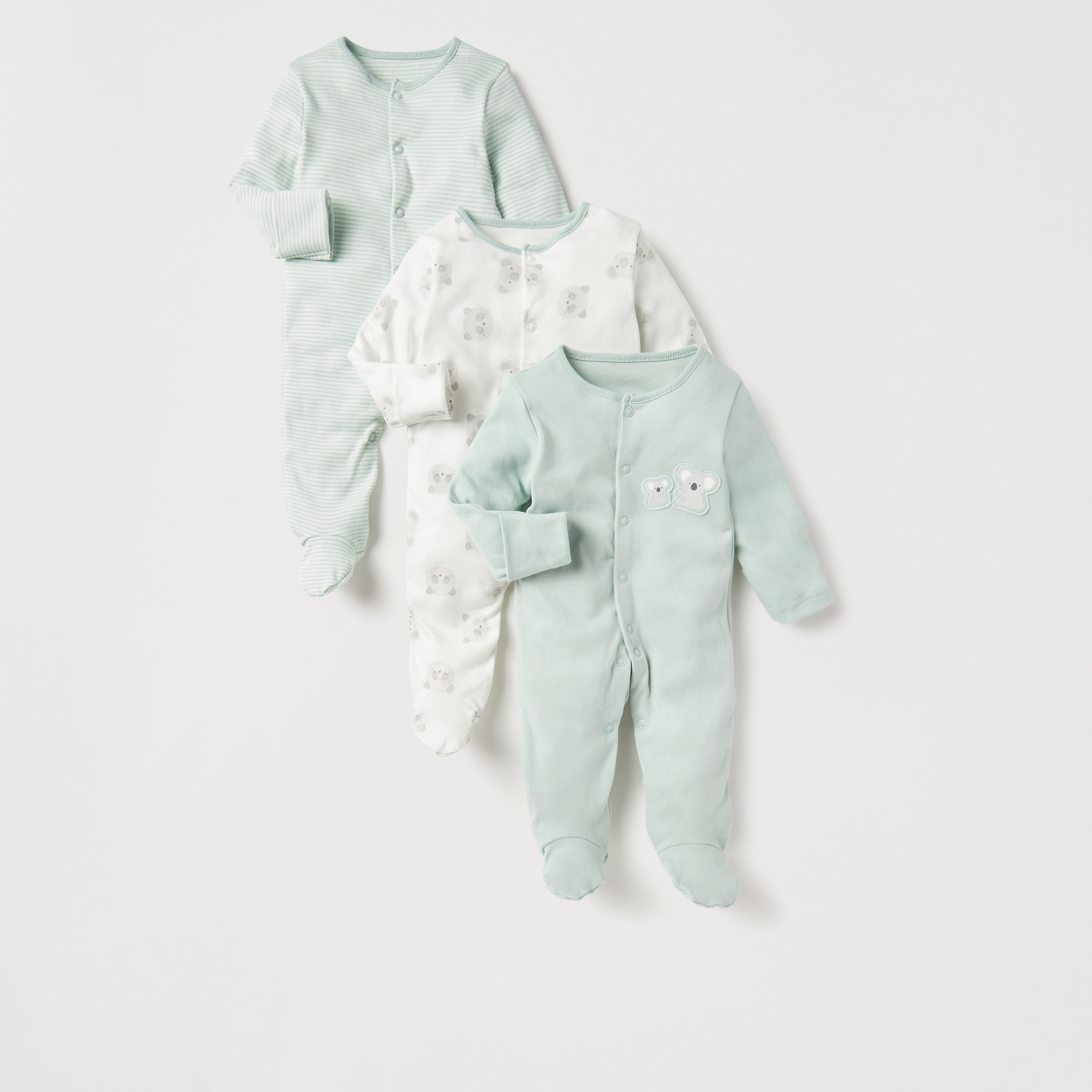 بدلة نوم بأقدام مغلقة وأزرار إغلاق وطبعات من جونيورز - طقم من 3 قطع-baby-boys-clothing-nightwear-sleepsuits-image-1