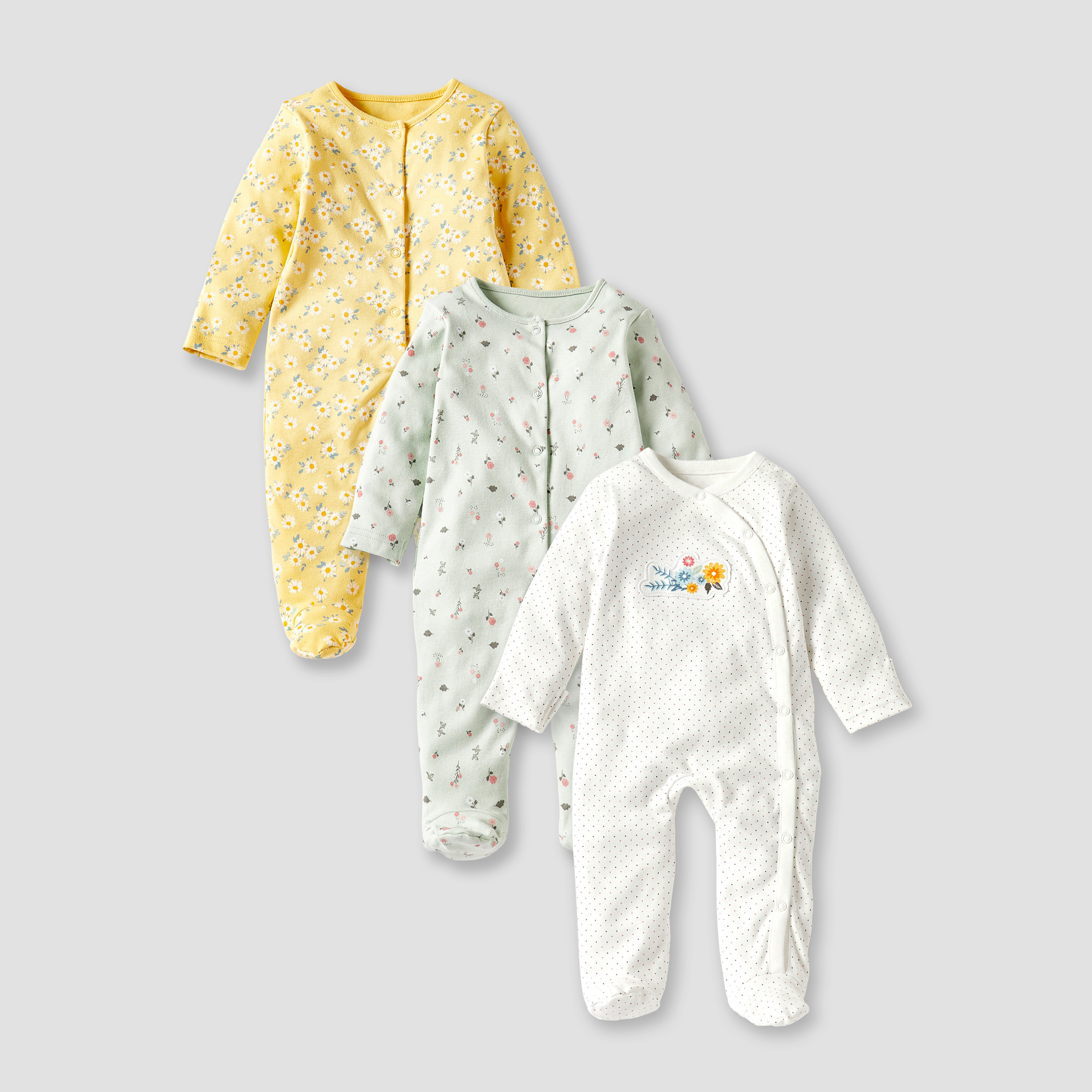 Juniors Printed Sleepsuit - Set of 3-baby-girls-clothing-nightwear-sleepsuits-image-1