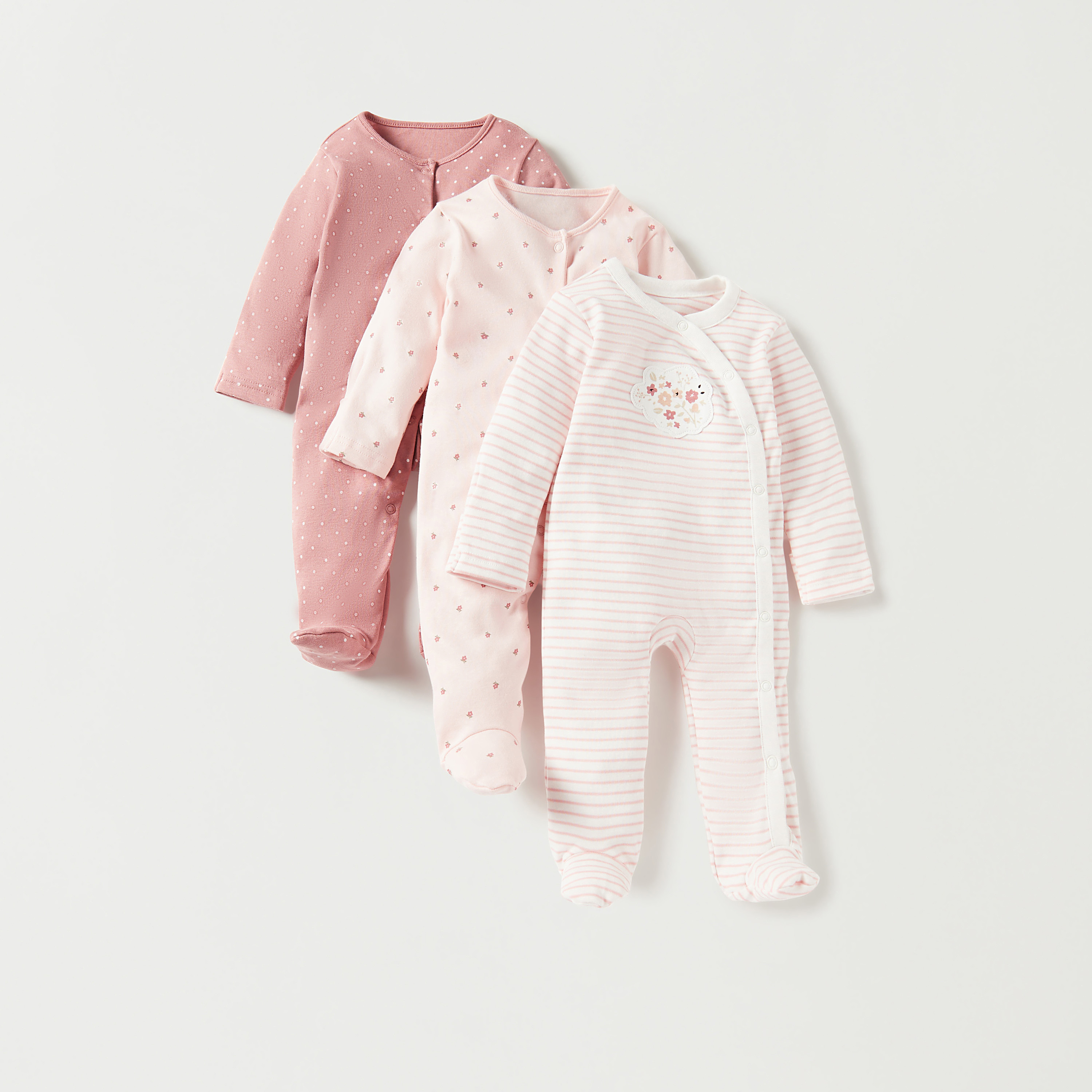 Juniors Printed Sleepsuit - Set of 3-baby-girls-clothing-nightwear-sleepsuits-image-1
