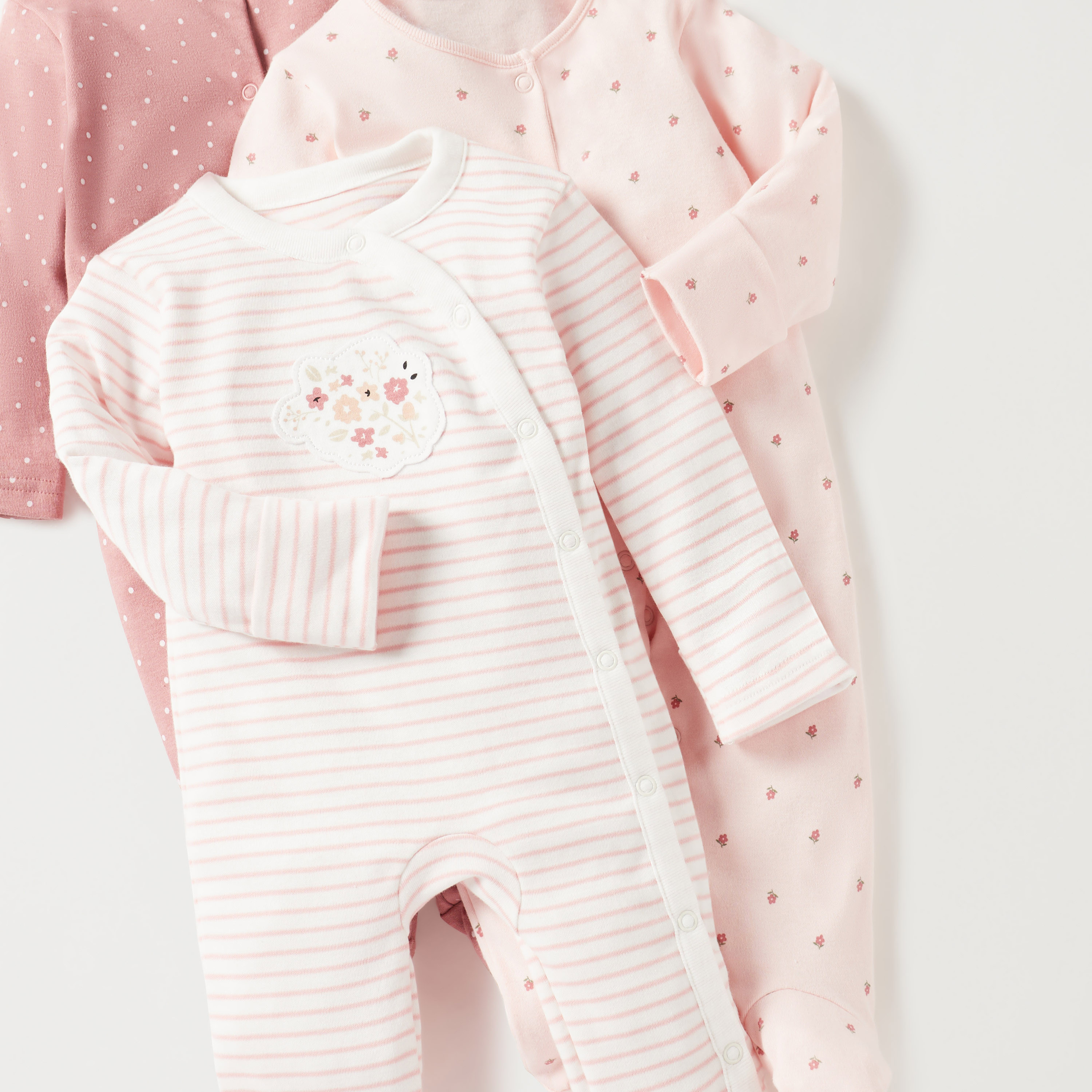 Juniors Printed Sleepsuit - Set of 3-baby-girls-clothing-nightwear-sleepsuits-image-4