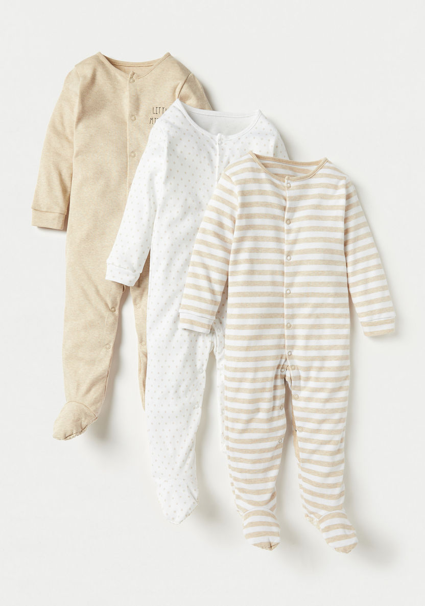 Juniors Assorted Closed Feet Sleepsuit with Long Sleeves - Set of 3-Sleepsuits-image-0