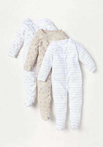 Juniors Printed Closed Feet Sleepsuit - Set of 3-Sleepsuits-image-0