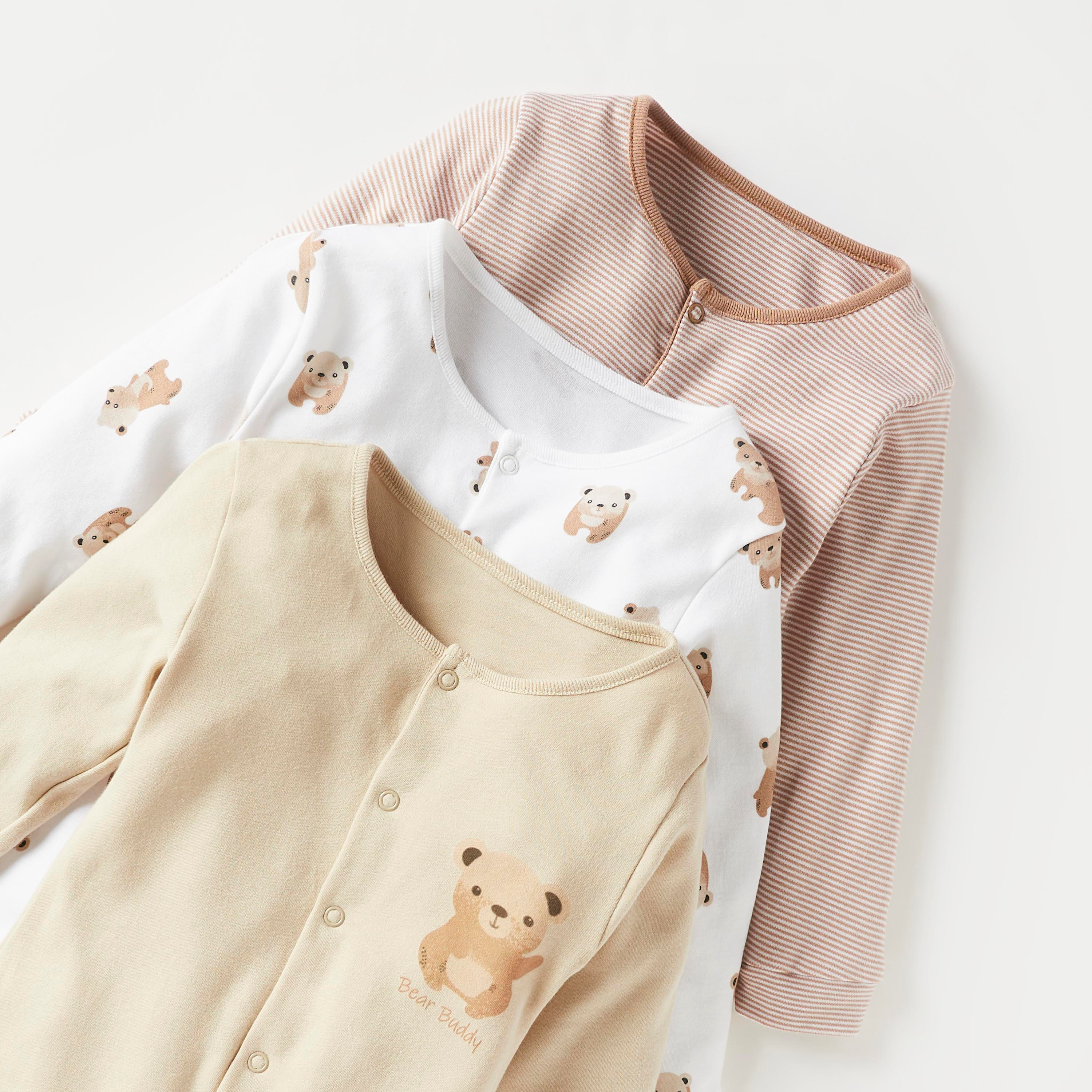 Juniors Printed Closed Feet Sleepsuit - Set of 3-baby-girls-clothing-nightwear-sleepsuits-image-5