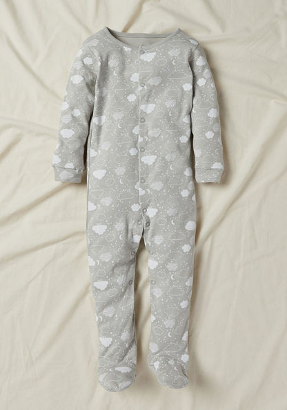 Juniors Printed Sleepsuit with Long Sleeves and Button Closure - Set of 3-Sleepsuits-image-3
