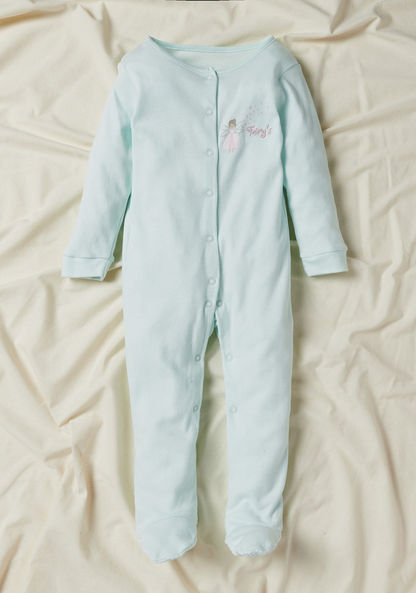 Juniors Printed Sleepsuit with Long Sleeves and Button Closure - Set of 3-Sleepsuits-image-1