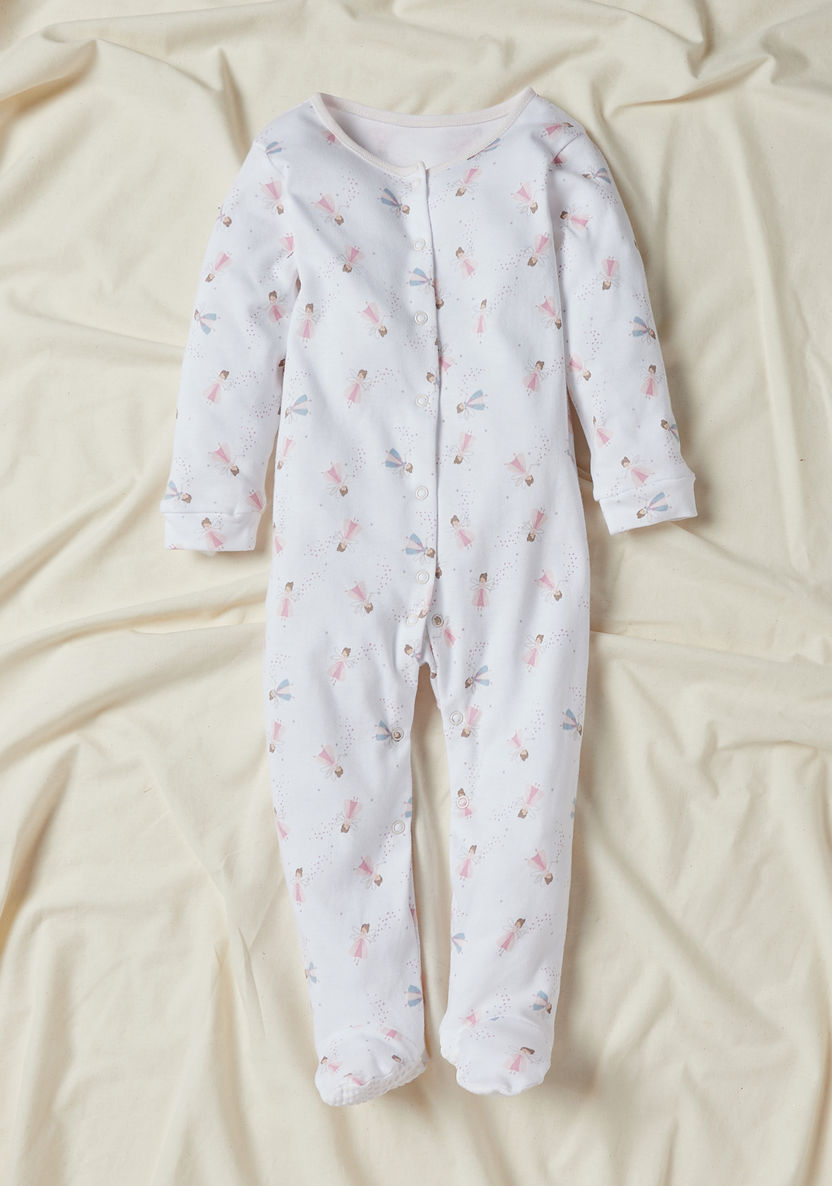 Juniors Printed Sleepsuit with Long Sleeves and Button Closure - Set of 3-Sleepsuits-image-2