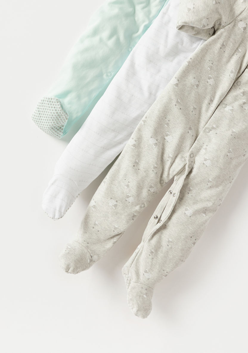 Juniors Printed Closed Feet Sleepsuit - Set of 3-Sleepsuits-image-5