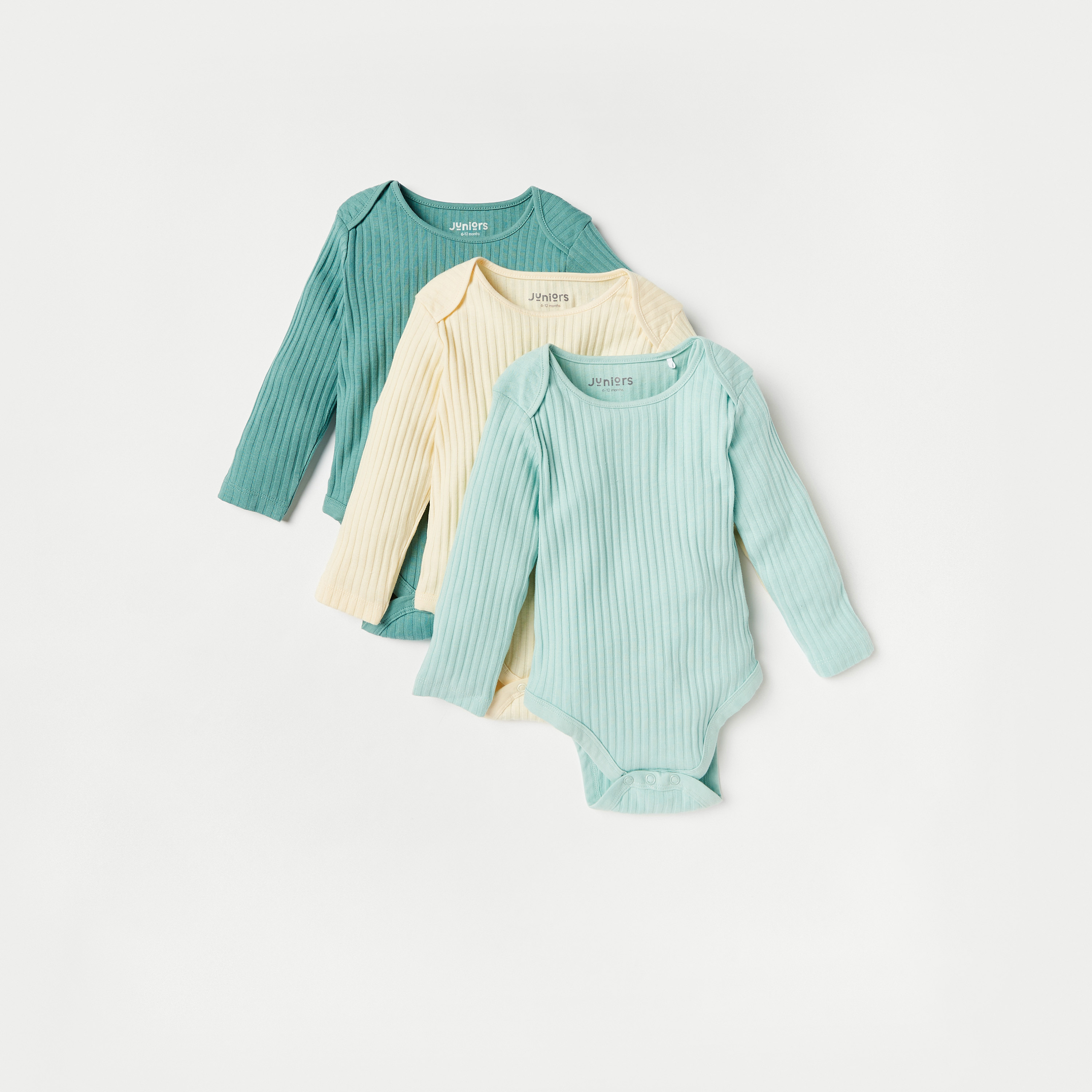 بودي سوت مضلع بأكمام طويلة من جونيورز - طقم من 3 قطع-baby-boys-clothing-multipacks-image-1