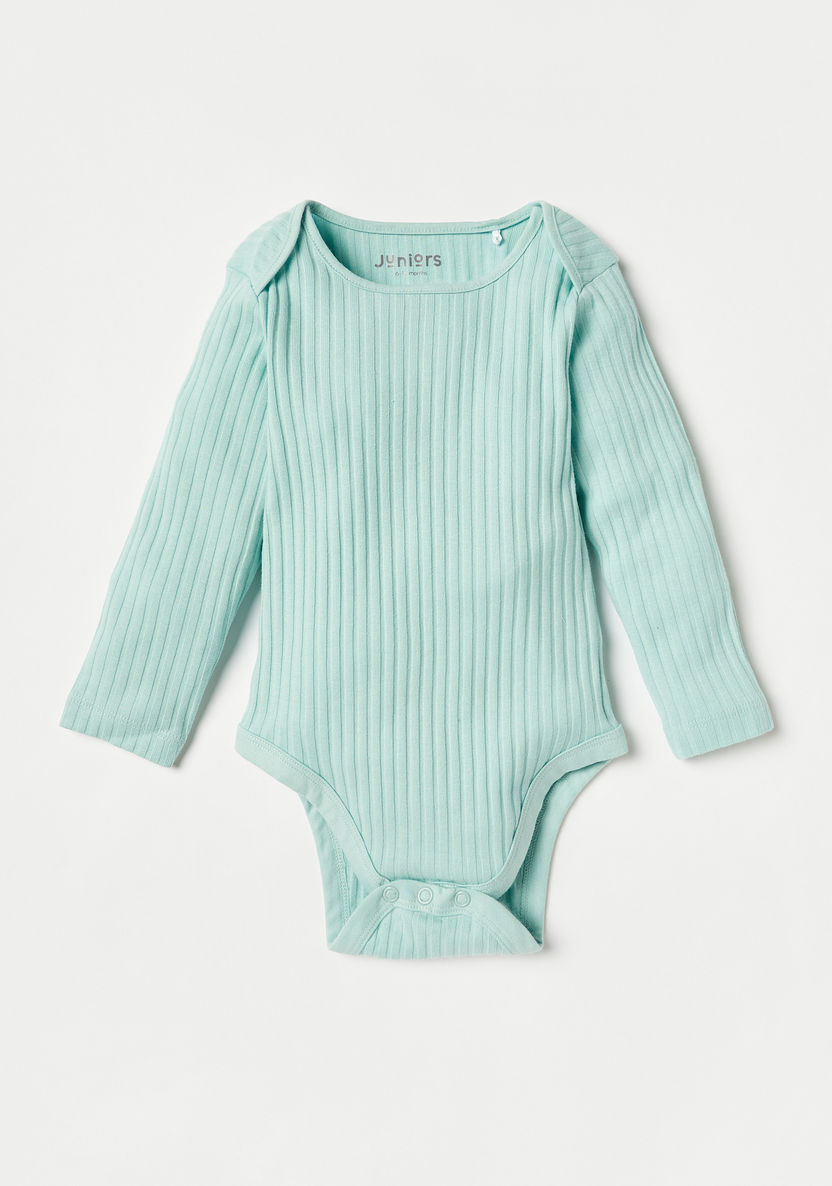 Juniors Ribbed Bodysuit with Long Sleeves - Set of 3-Bodysuits-image-2