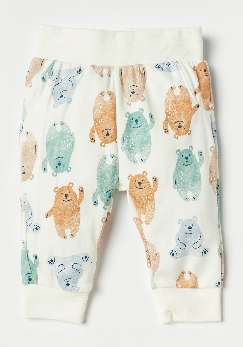 Juniors Bear Applique Sweatshirt and Printed Pyjama Set-Pyjama Sets-image-2