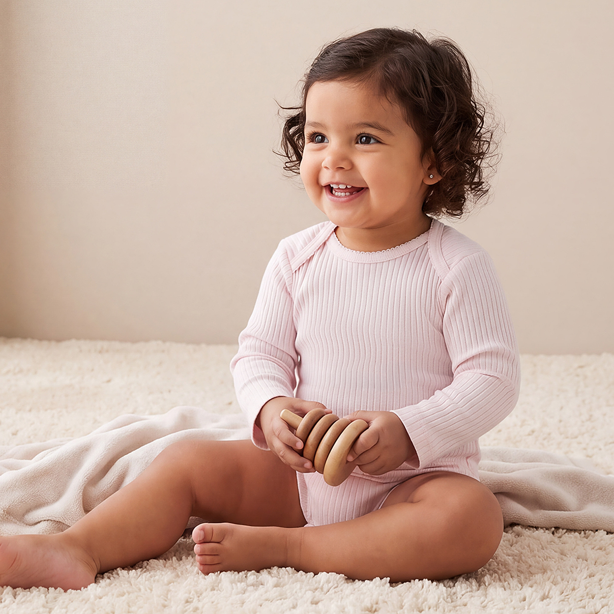 بودي سوت قطن بياقة مستديرة وأزرار إغلاق كبس وأكمام طويلة من جونيورز - طقم 3 قطع-baby-girls-clothing-bodysuits-image-2