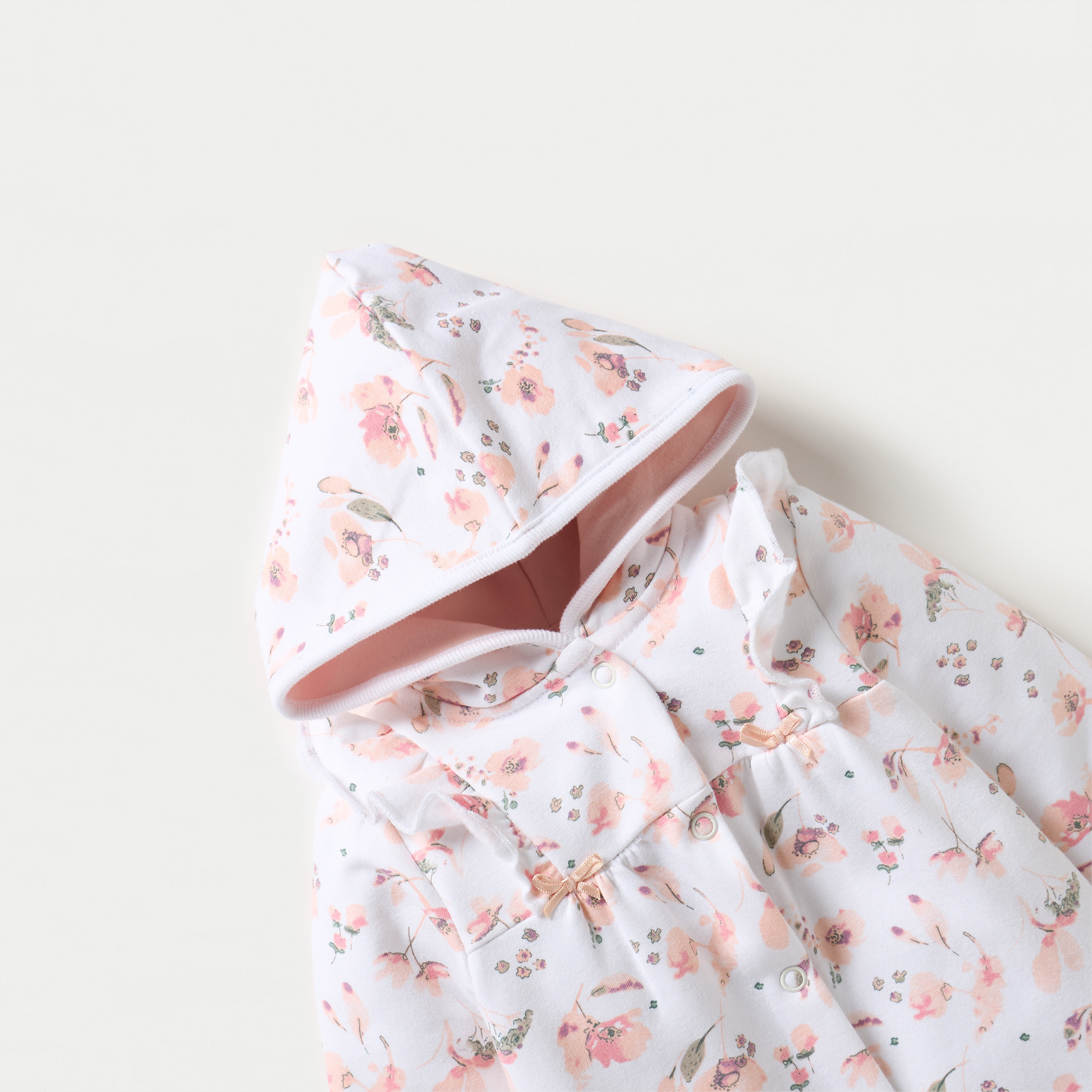 Juniors All-Over Floral Print Closed Feet Sleepsuit with Hood-baby-girls-clothing-nightwear-sleepsuits-image-3
