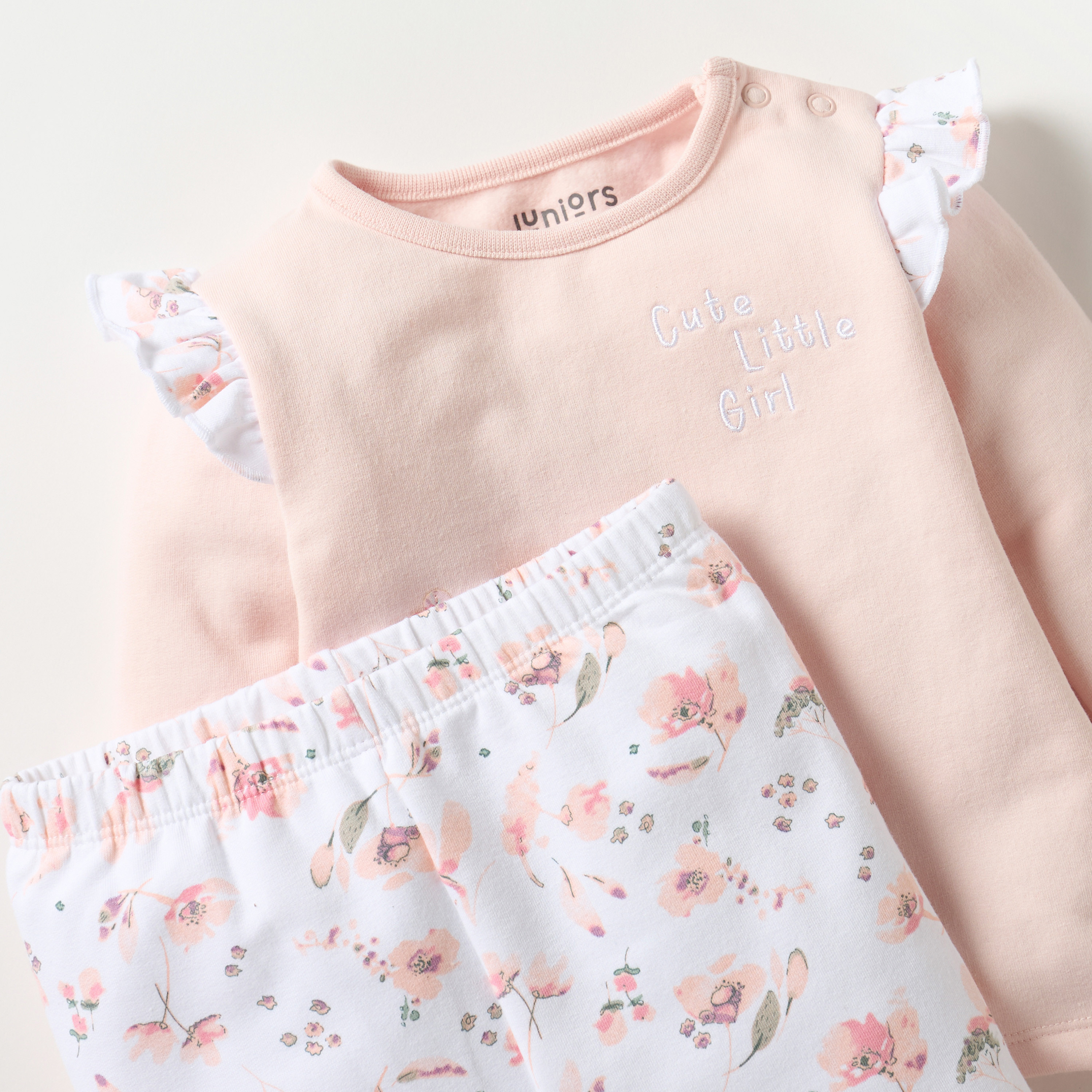 طقم بنطلون بيجاما وتيشيرت بطبعات أزهار من جونيورز-baby-girls-clothing-nightwear-pyjamasets-image-4