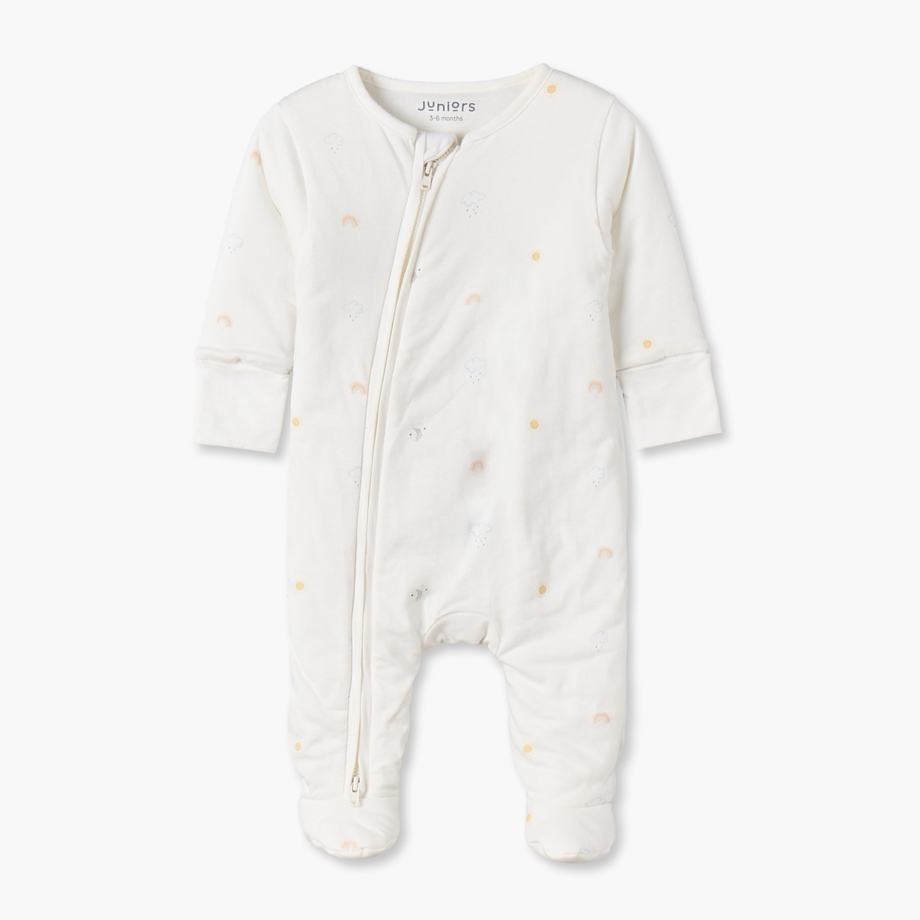 Juniors Cotton Crew Neck Long Sleeves Sleepsuit with Zip Closure-baby-boys-clothing-nightwear-sleepsuits-image-1