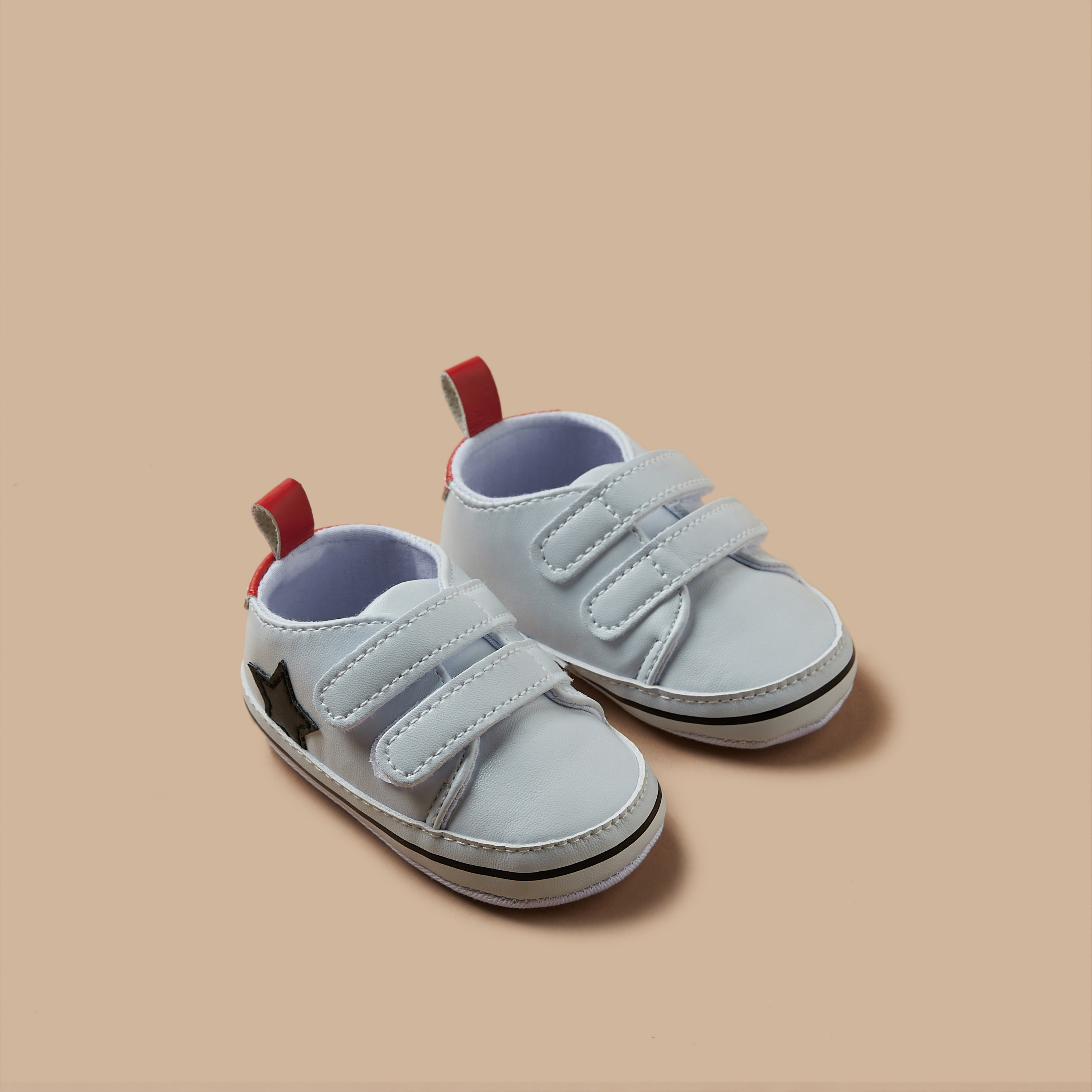 Juniors Star Applique Booties with Hook and Loop Closure-baby-boys-shoes-closedshoes-image-2