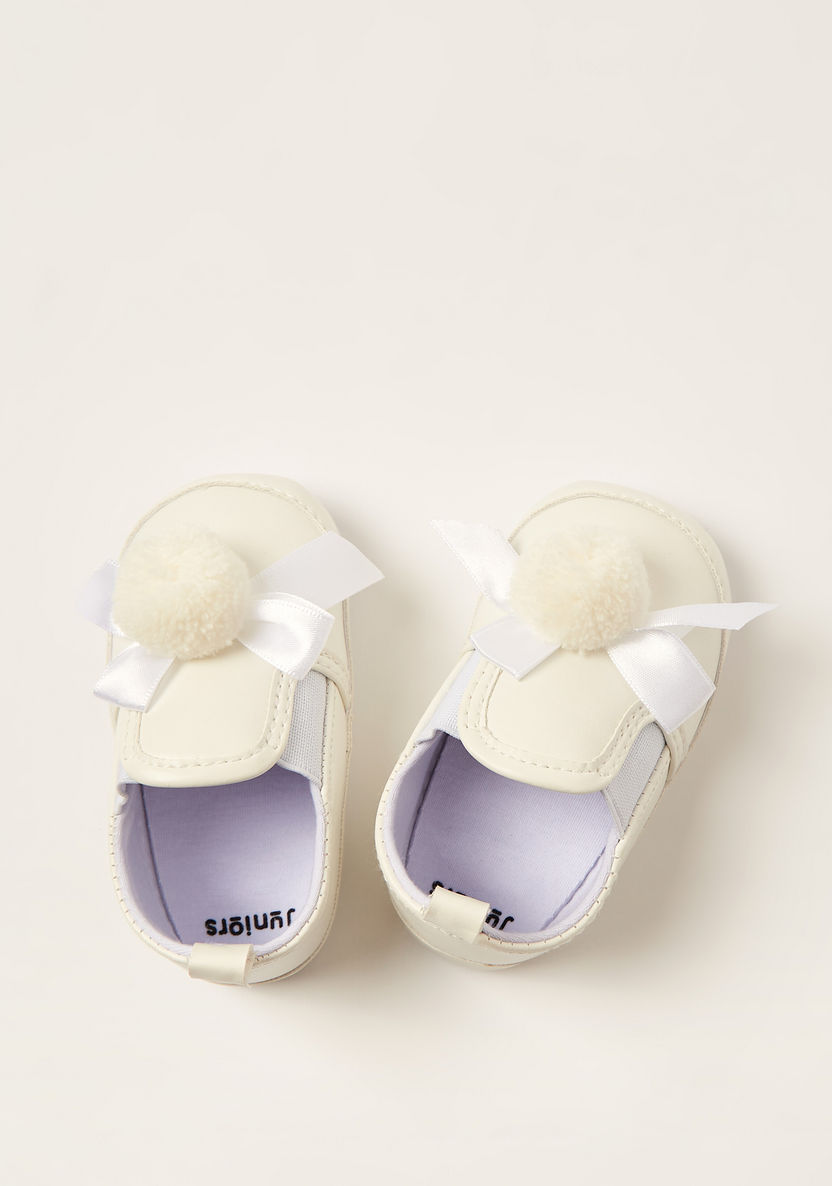 Juniors Solid Booties with Pom-Pom Detail-Booties-image-0
