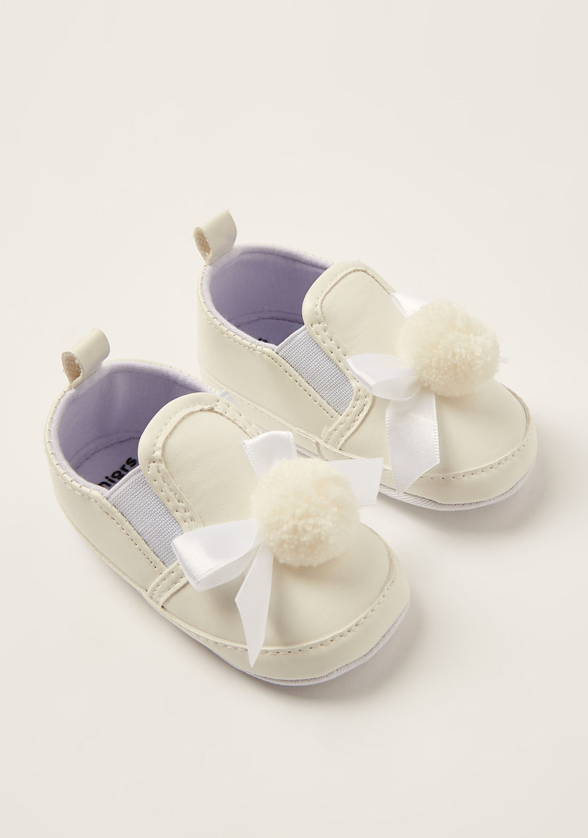 Juniors Solid Booties with Pom-Pom Detail-Booties-image-1