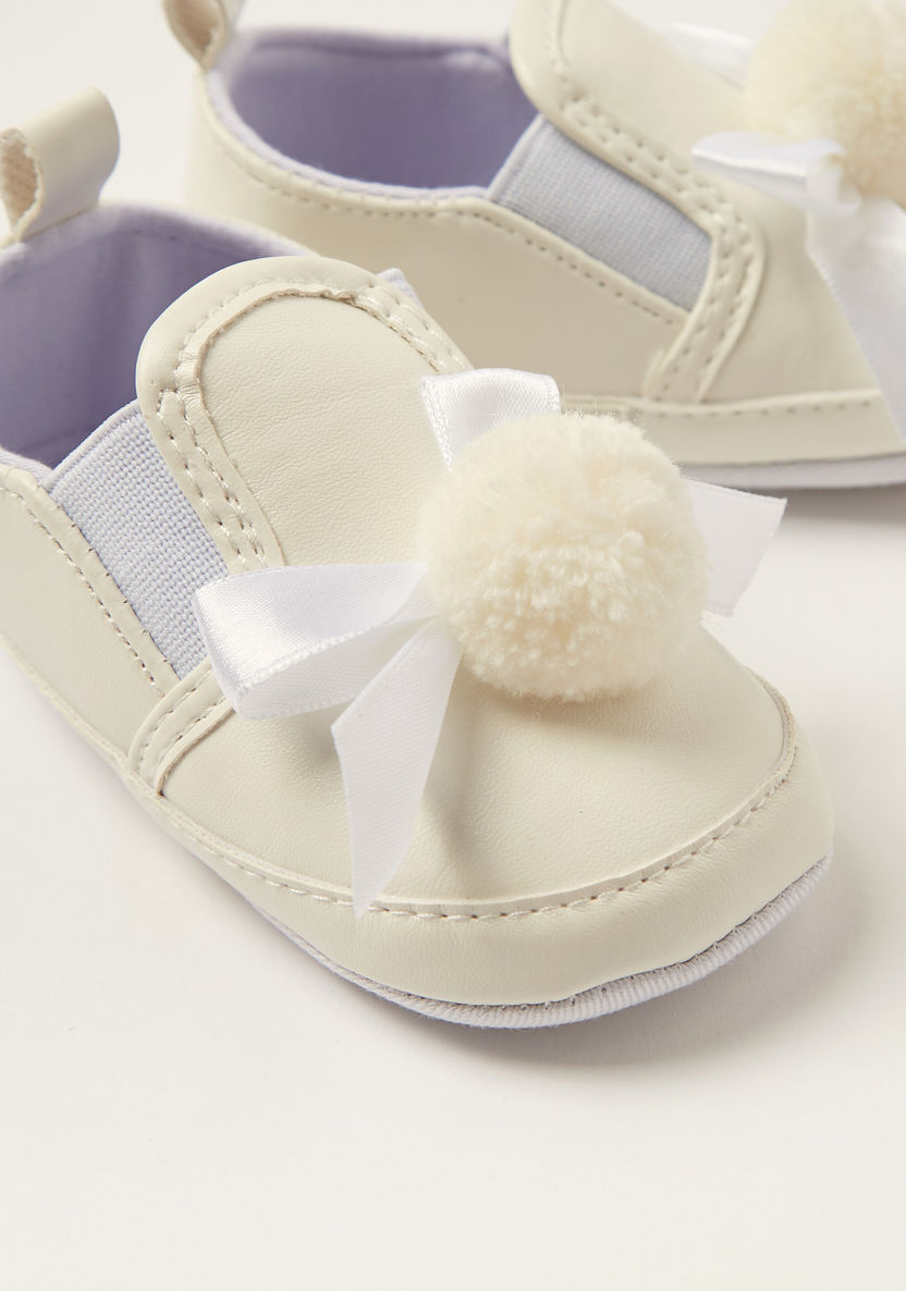 Juniors Solid Booties with Pom-Pom Detail-Booties-image-2