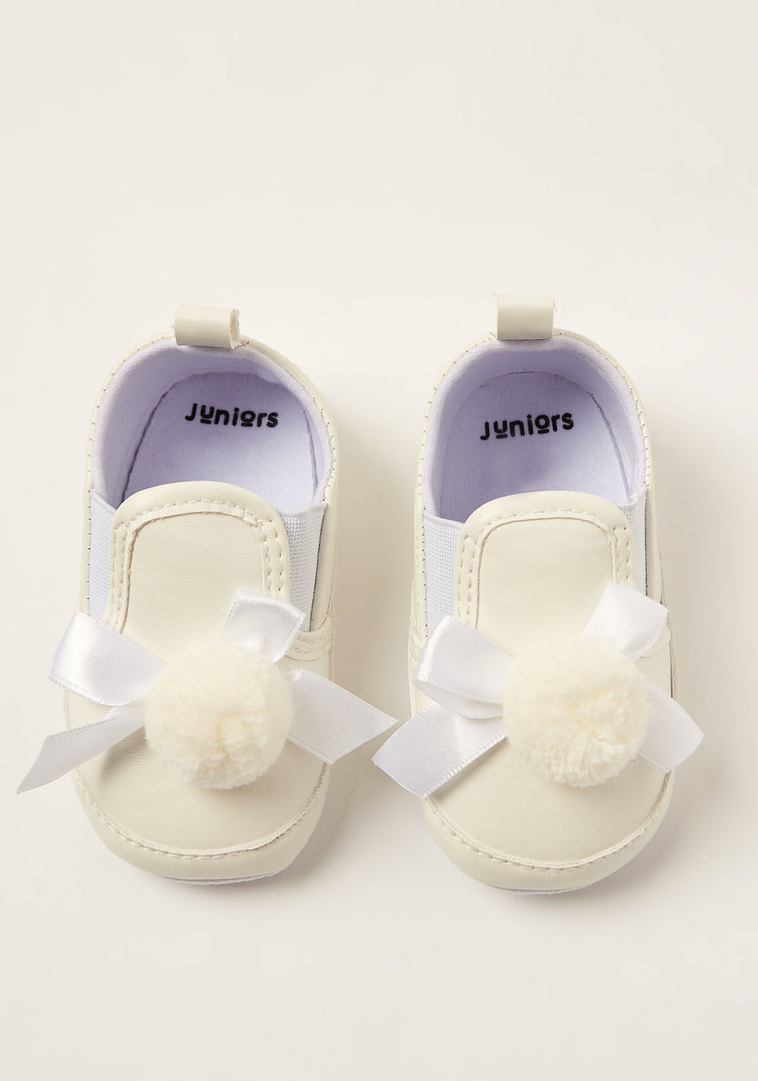 Juniors Solid Booties with Pom-Pom Detail-Booties-image-4