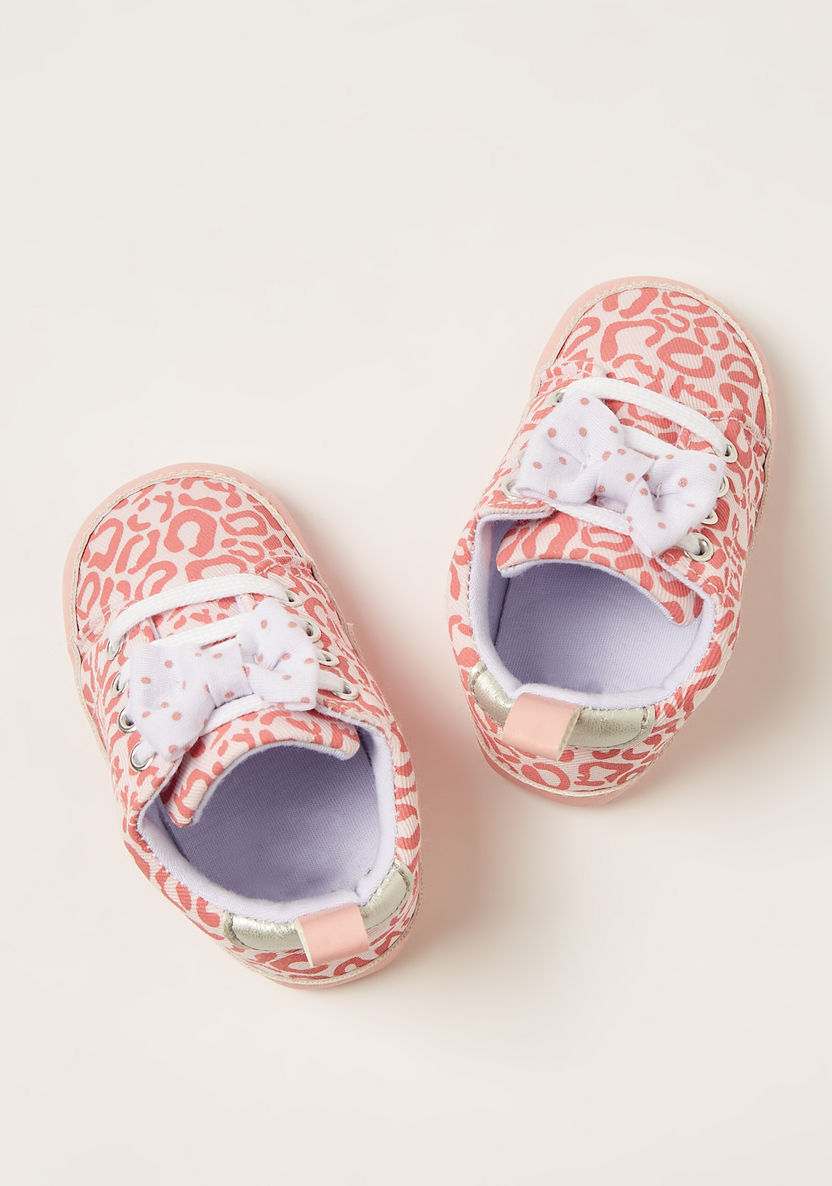 Juniors Printed Baby Booties with Bow Detail-Casual-image-0