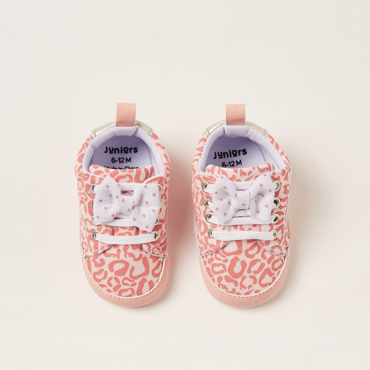 Juniors Printed Baby Booties with Bow Detail
