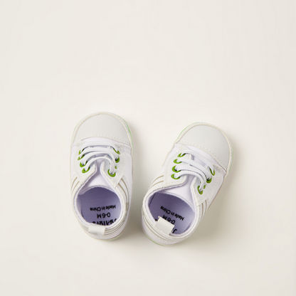 Juniors Printed Booties with Lace Detail and Pull Tabs