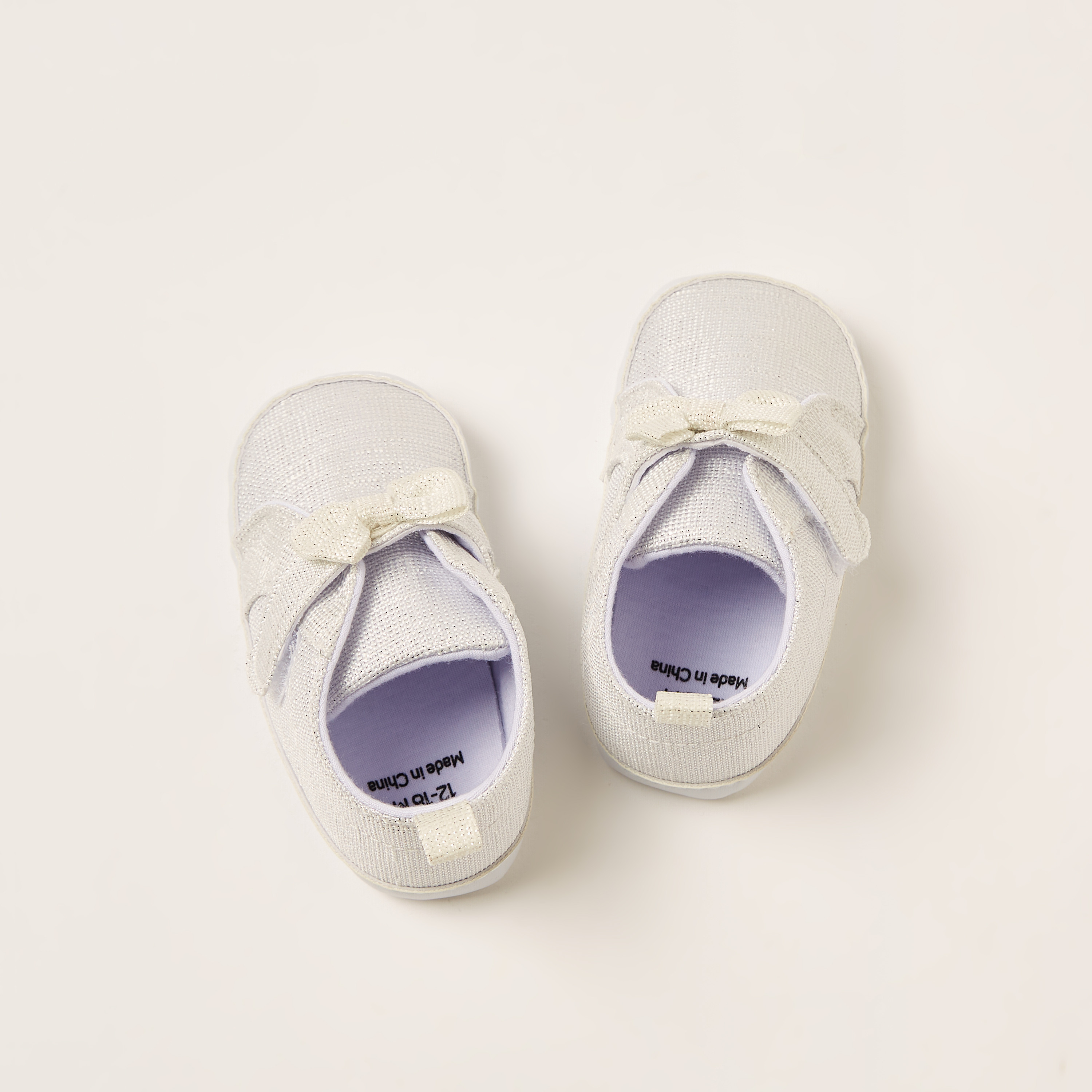 Juniors Textured Booties with Hook and Loop Closure and Bow Detail-baby-girls-shoes-closedshoes-image-1