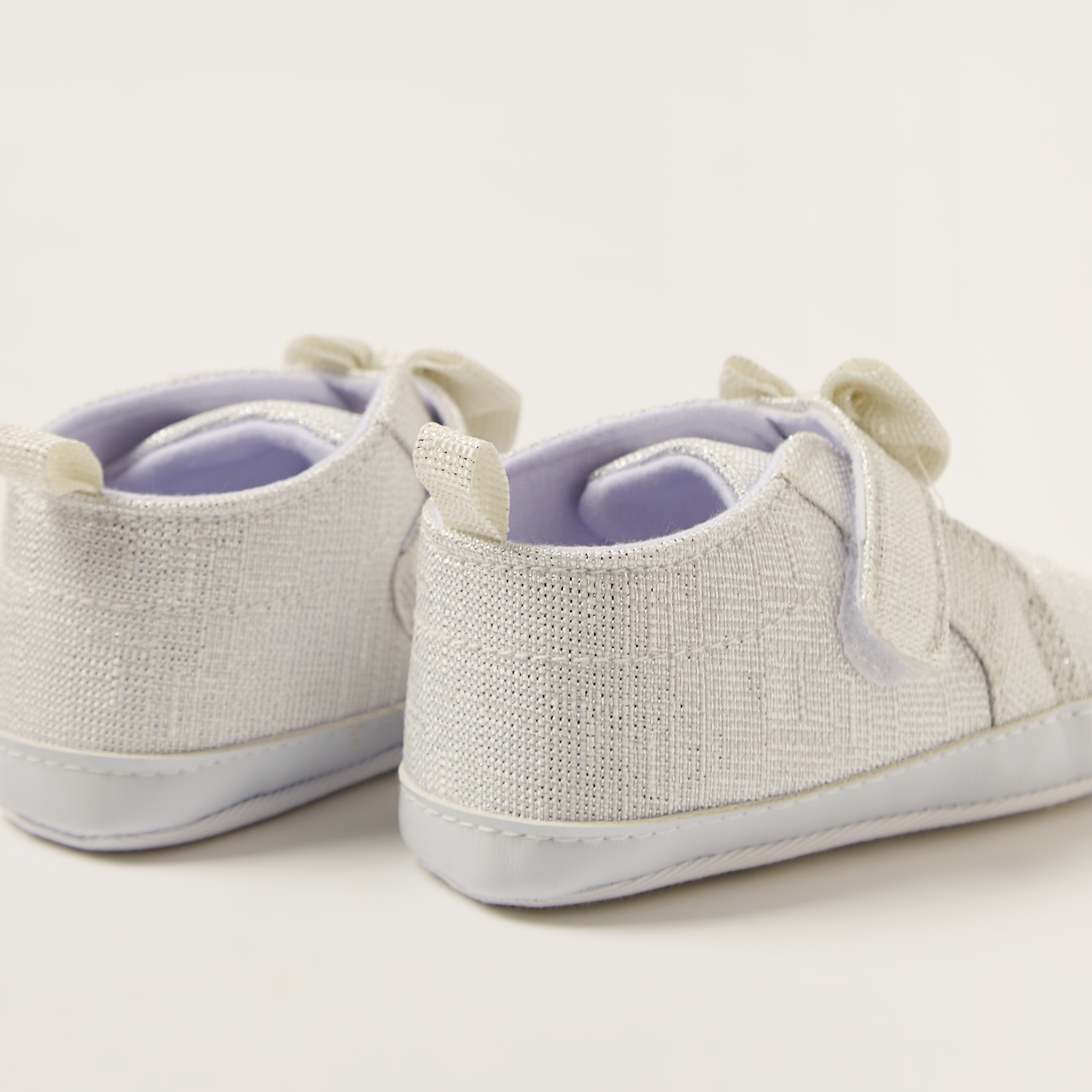 Juniors Textured Booties with Hook and Loop Closure and Bow Detail-baby-girls-shoes-closedshoes-image-4