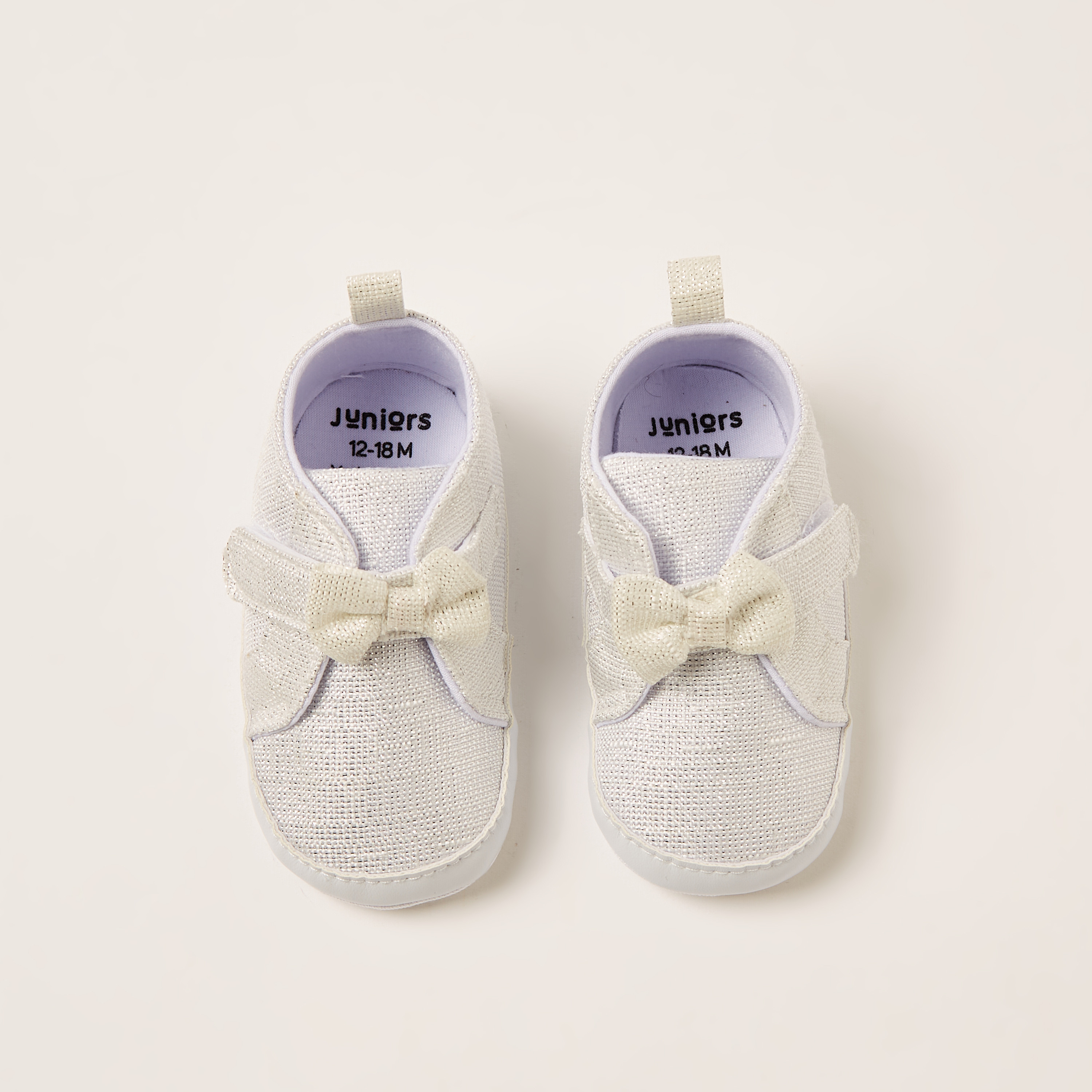 Juniors Textured Booties with Hook and Loop Closure and Bow Detail-baby-girls-shoes-closedshoes-image-5