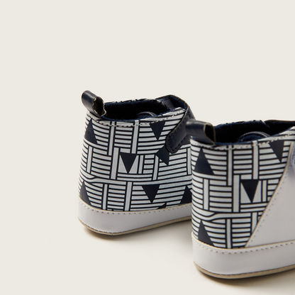 Juniors Printed Booties with Lace Detail and Hook and Loop Closure
