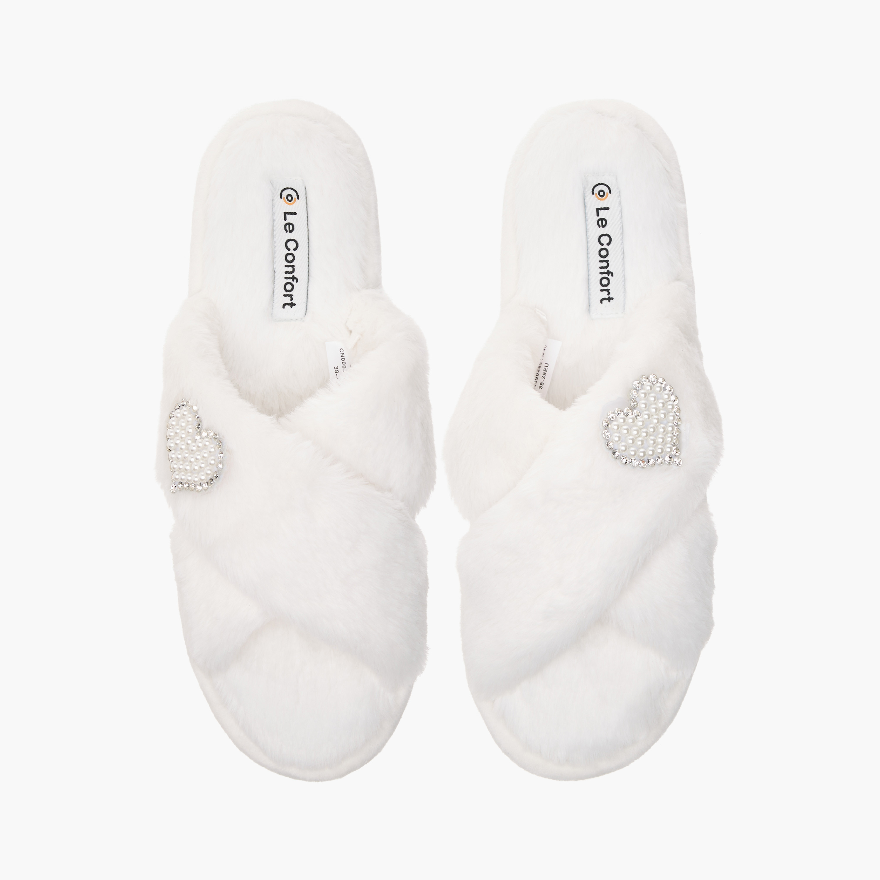 شبشب غرفة نوم فرو صناعي بحزام متقاطع من لو كونفورت-women-shoes-bedroomslippers-image-1