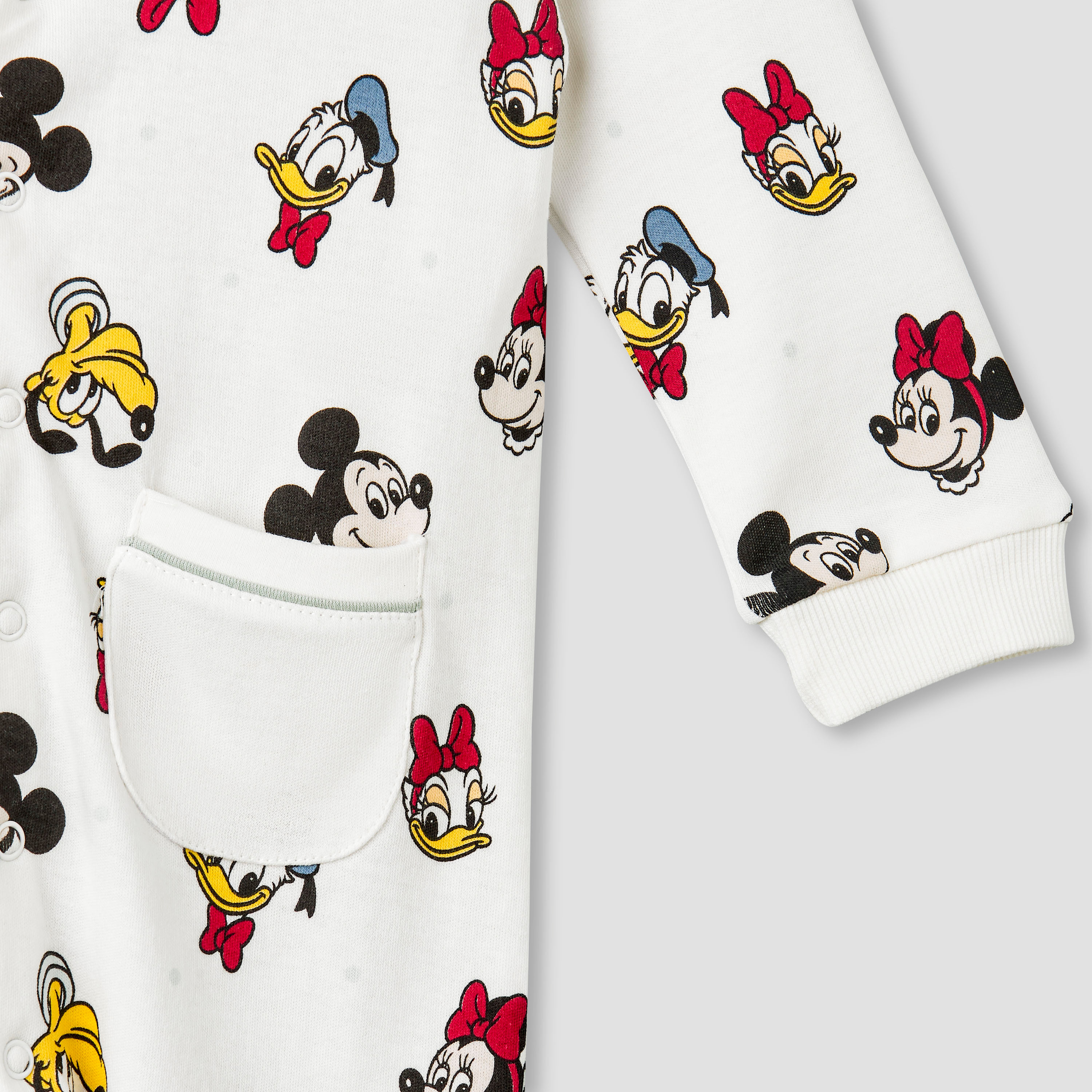 Disney Cotton Round Neck Long Sleeves Sleepsuit with Mickey Mouse and Friends Print-baby-girls-clothing-nightwear-sleepsuits-image-4