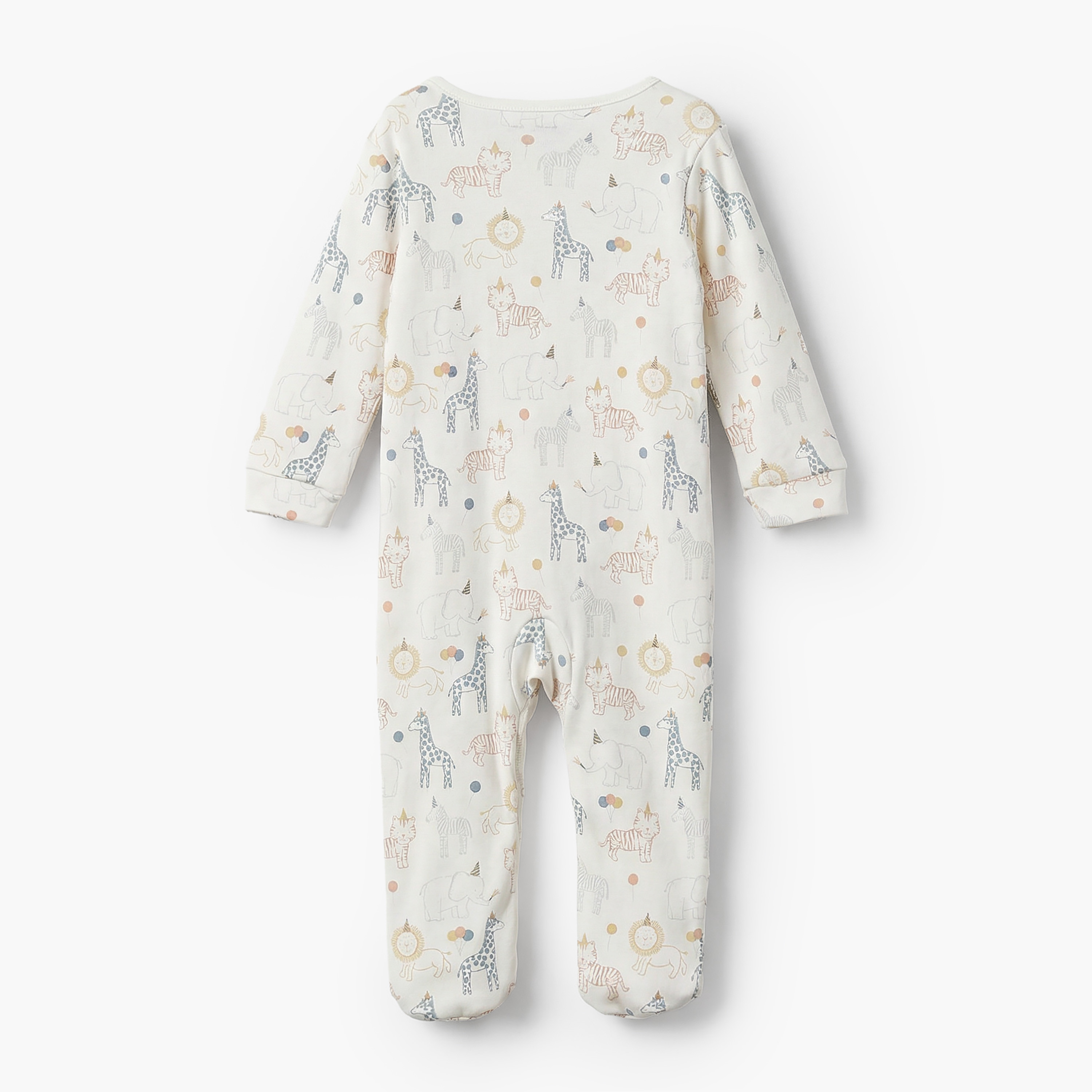 Juniors Cotton Round Neck Long Sleeves Sleepsuit with Safari Print-baby-boys-clothing-nightwear-sleepsuits-image-3