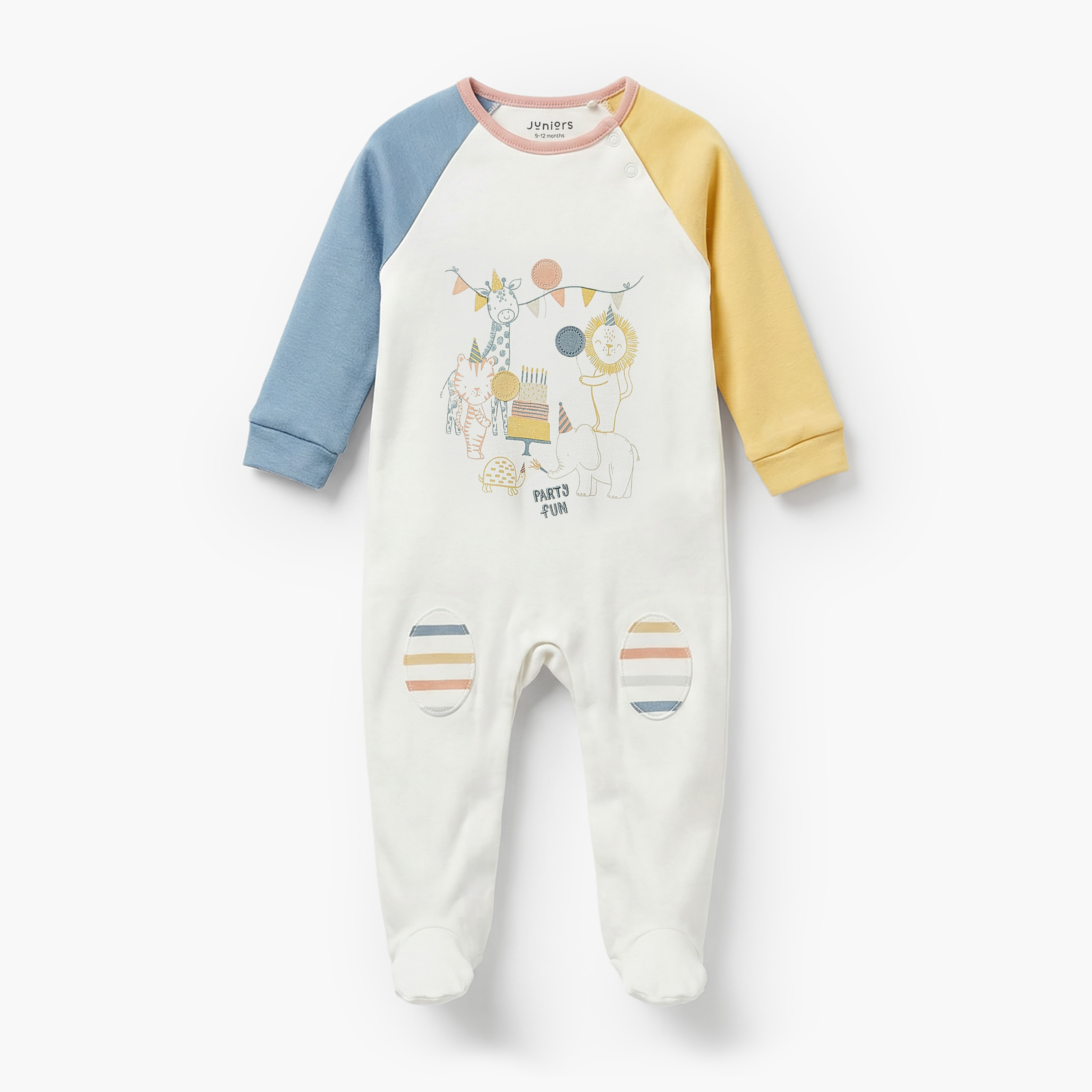 Juniors Cotton Crew Neck Long Sleeves Sleepsuit with Safari Print-baby-boys-clothing-nightwear-sleepsuits-image-2
