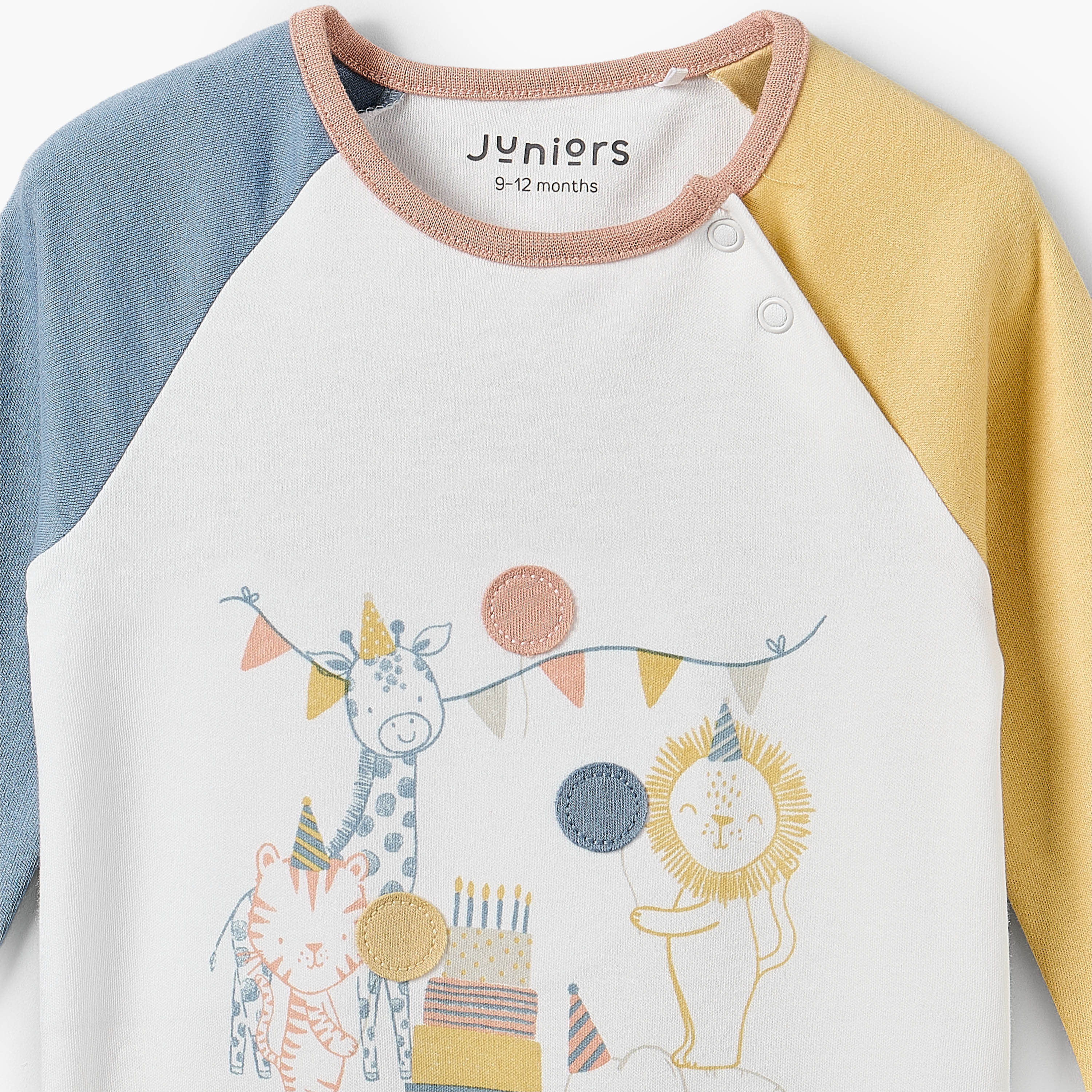 Juniors Cotton Crew Neck Long Sleeves Sleepsuit with Safari Print-baby-boys-clothing-nightwear-sleepsuits-image-4