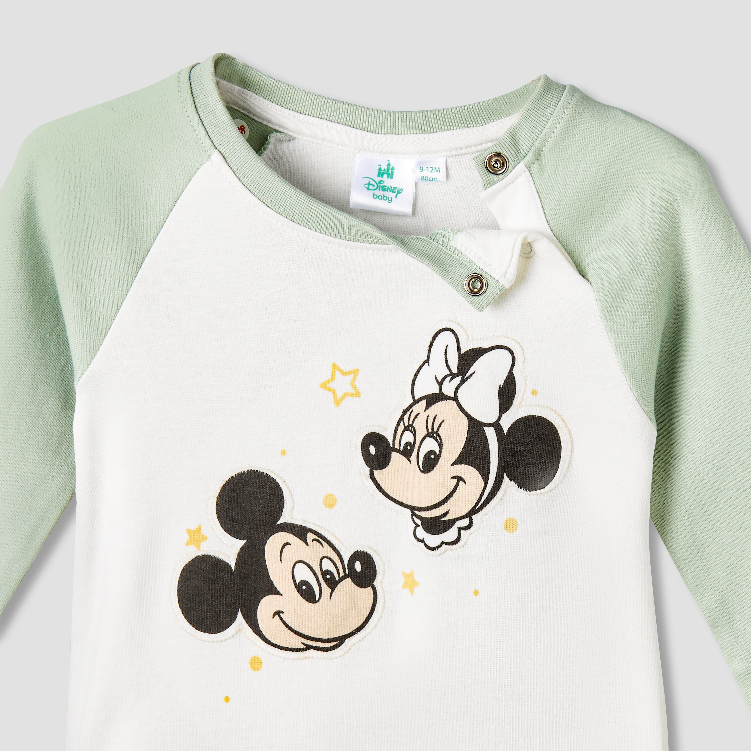 Disney Cotton Crew Neck Long Sleeves Sleepsuit with Mickey and Friends Print-baby-girls-clothing-nightwear-sleepsuits-image-3