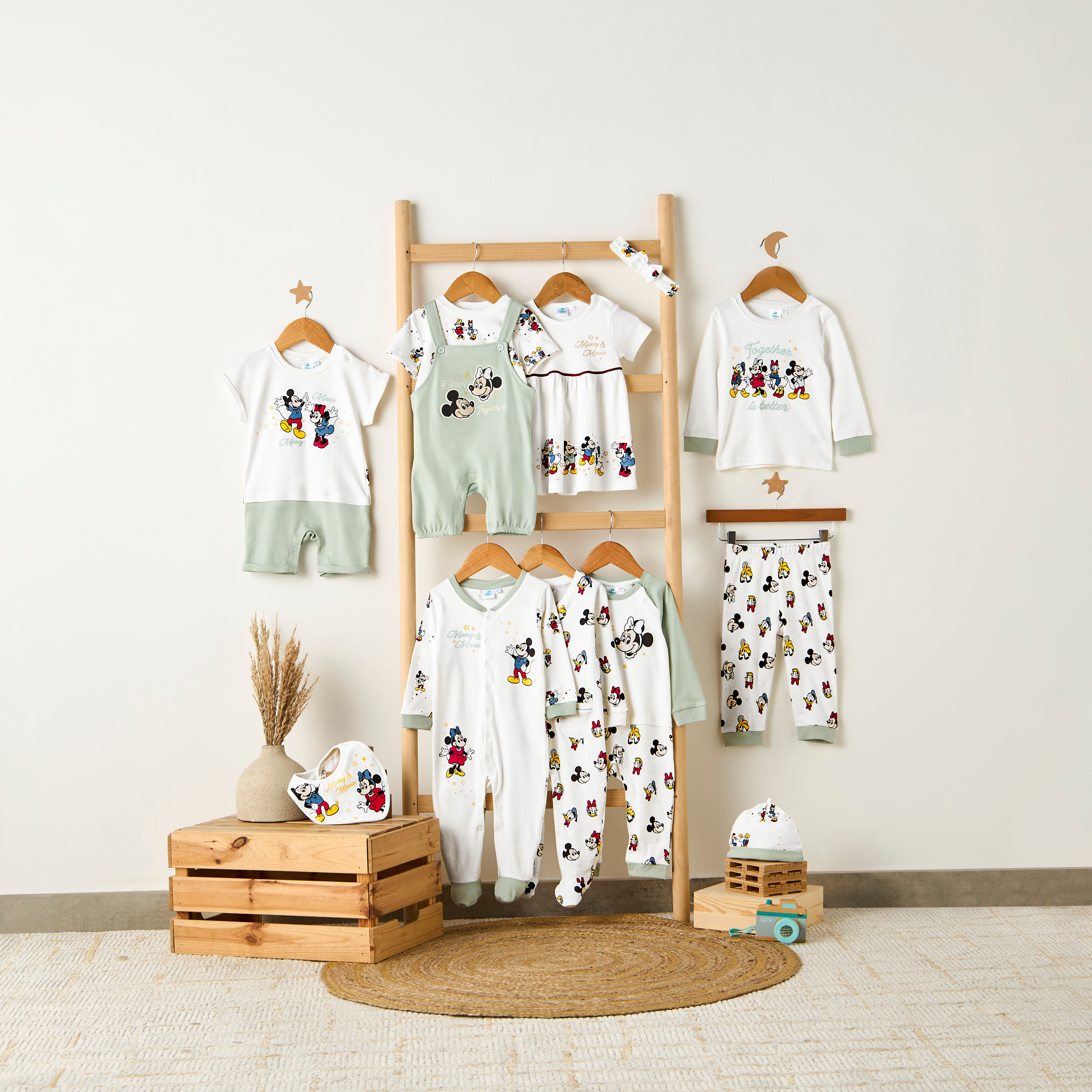 بدلة نوم قطن بياقة ضيقة وأكمام طويلة وطبعات ميكي والأصدقاء من ديزني-baby-girls-clothing-nightwear-sleepsuits-image-6