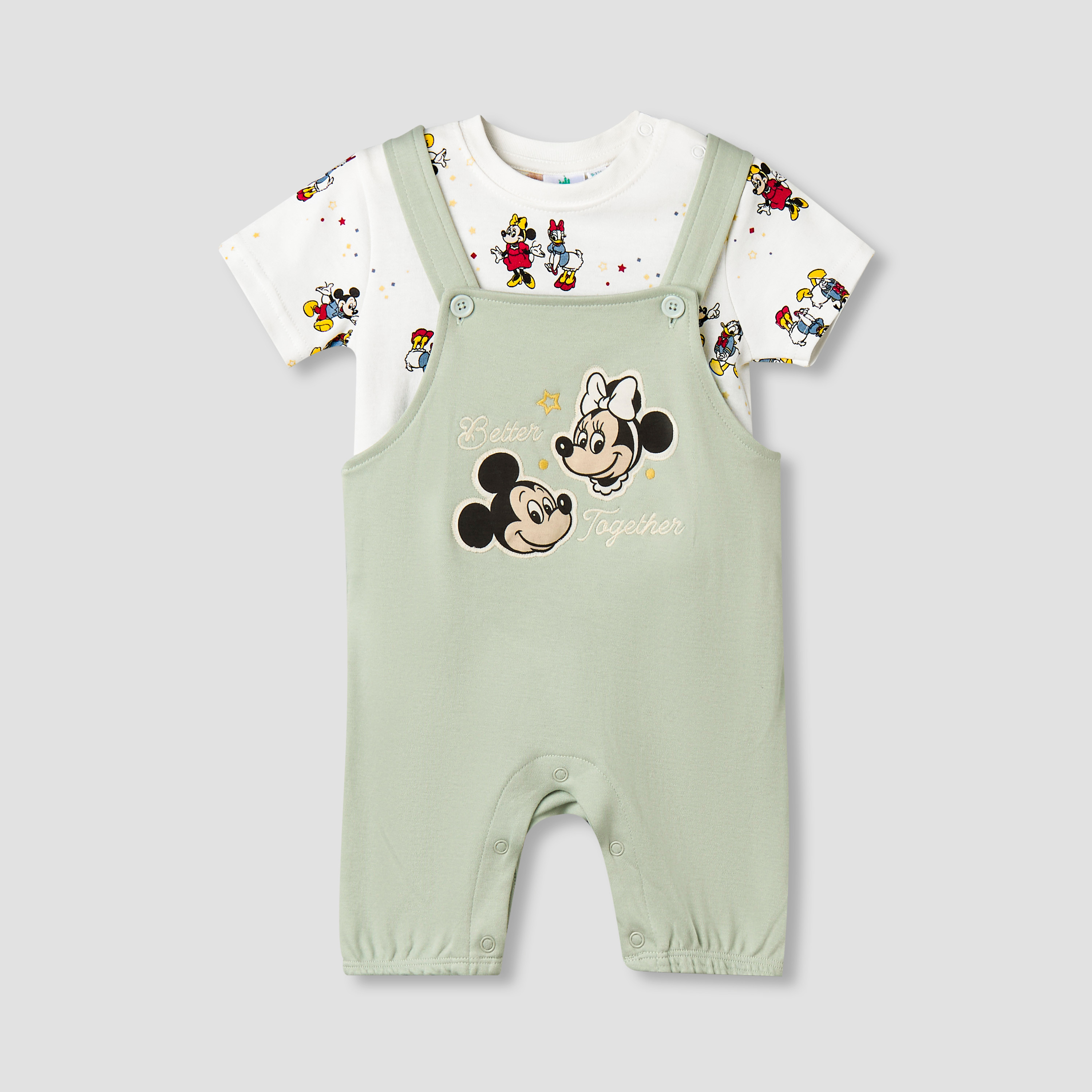 طقم دنغري بطبعات وتيشيرت بأكمام قصيرة وياقة مستديرة وطبعات من ديزني-baby-boys-clothing-setsandcoords-image-1