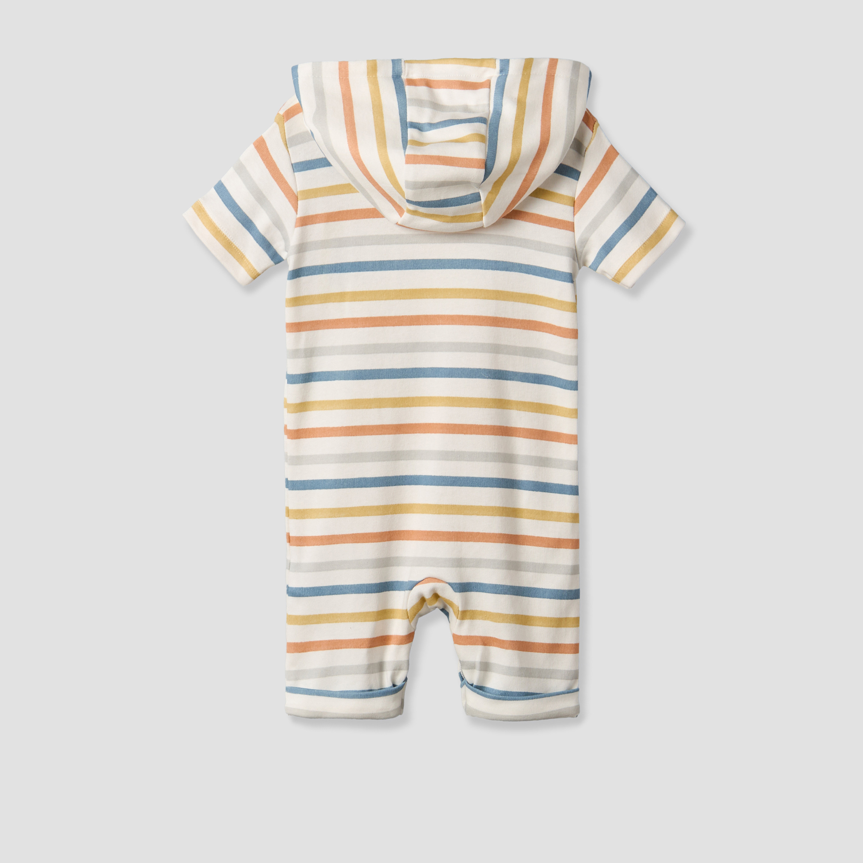 Juniors Hooded Neck Short Sleeves Romper with Stripes-baby-boys-clothing-rompers-image-3