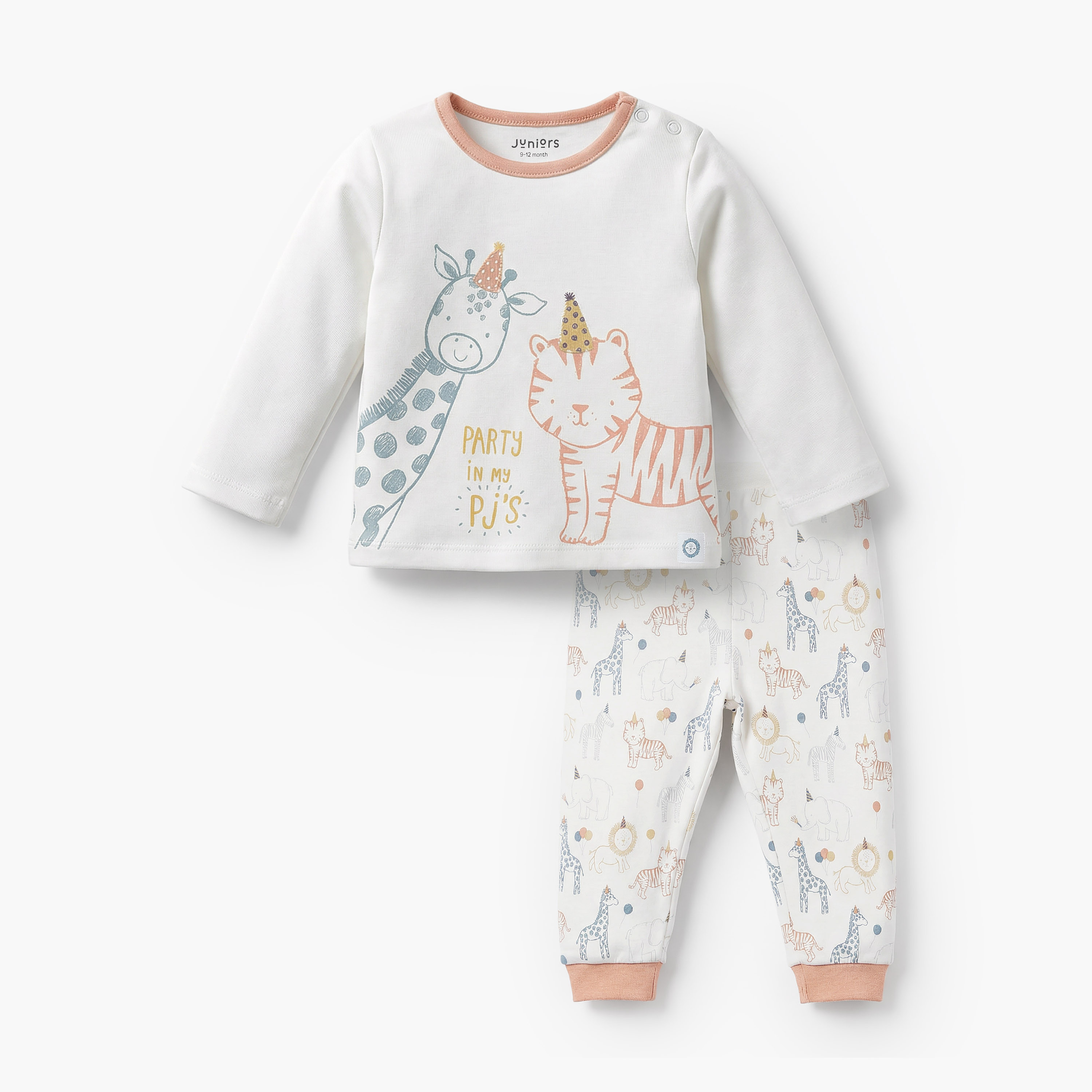 Juniors Cotton Crew Neck Long Sleeves Pyjama Set with Safari Print-baby-boys-clothing-nightwear-pyjamasets-image-2