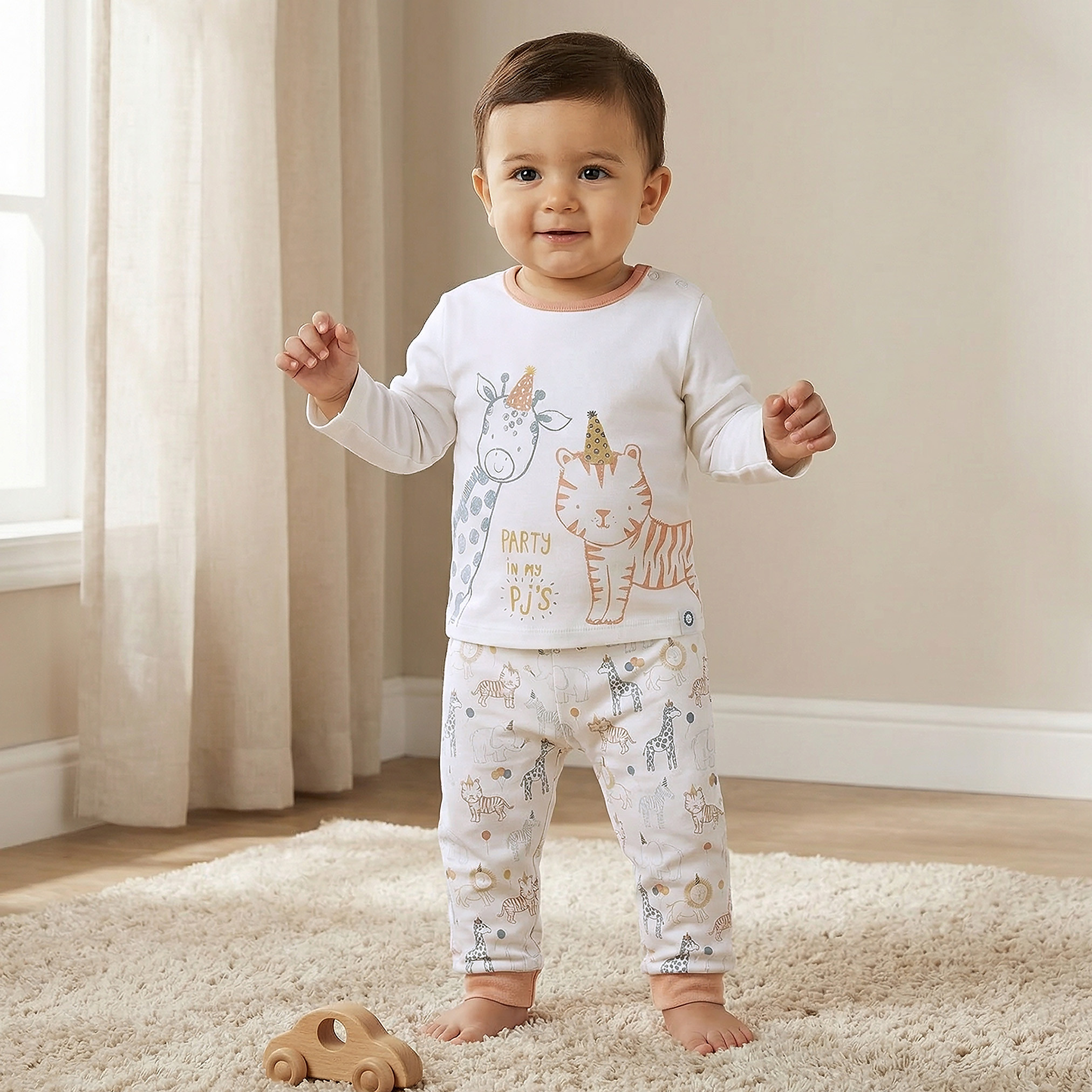 Juniors Cotton Crew Neck Long Sleeves Pyjama Set with Safari Print-baby-boys-clothing-nightwear-pyjamasets-image-1