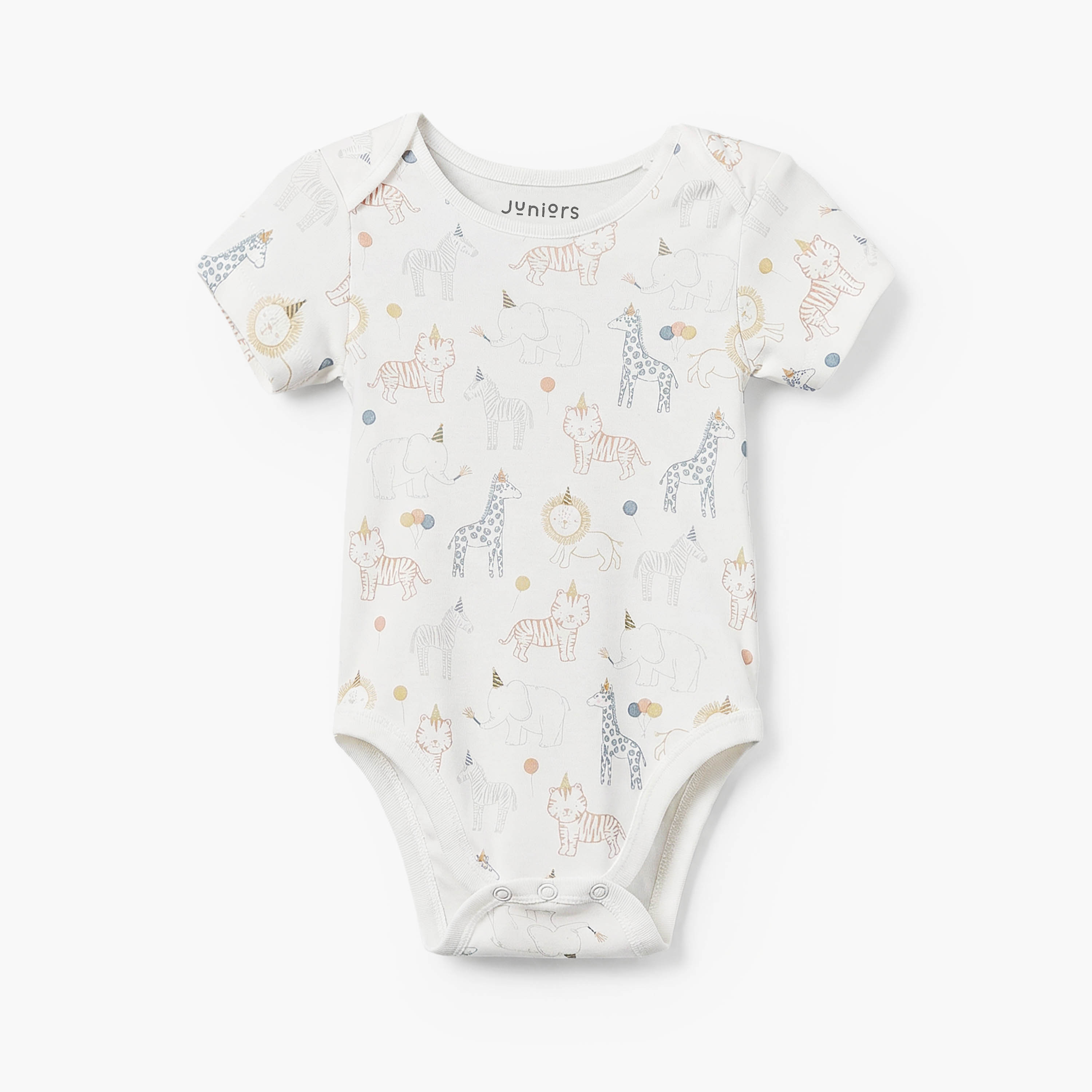 Juniors Cotton Round Neck Short Sleeves Bodysuit with Safari Print-baby-boys-clothing-bodysuits-image-2