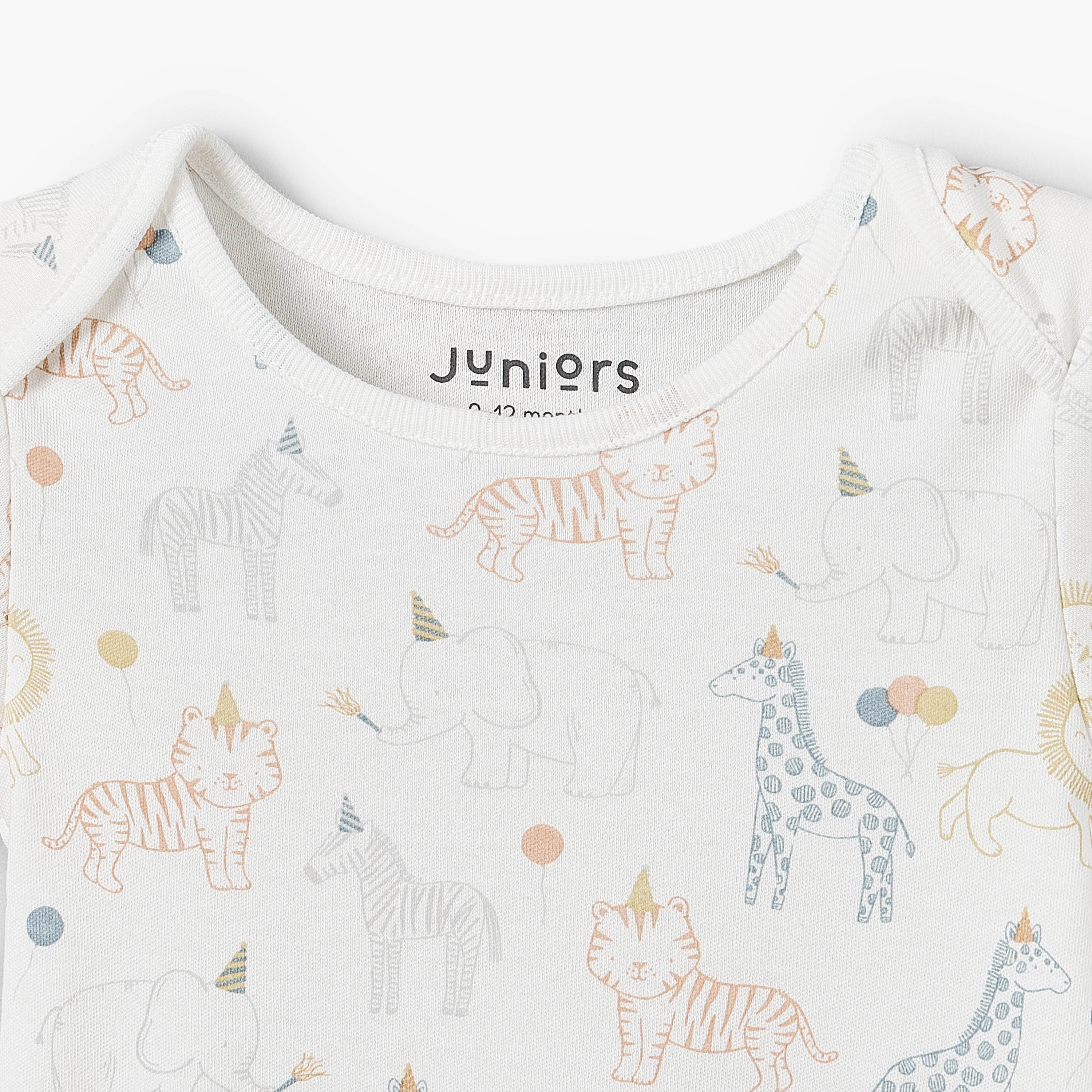 Juniors Cotton Round Neck Short Sleeves Bodysuit with Safari Print-baby-boys-clothing-bodysuits-image-4