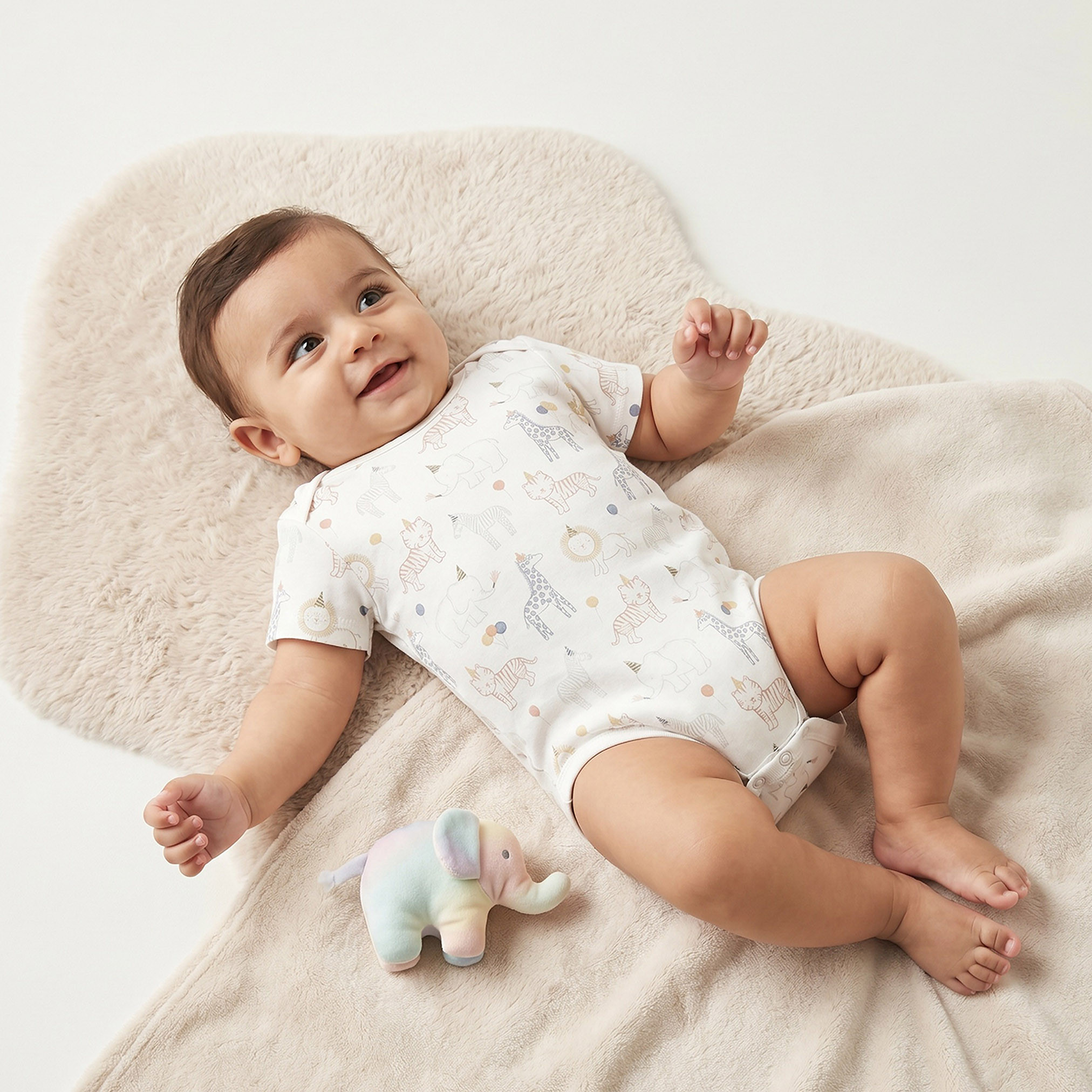 Juniors Cotton Round Neck Short Sleeves Bodysuit with Safari Print-baby-boys-clothing-bodysuits-image-1
