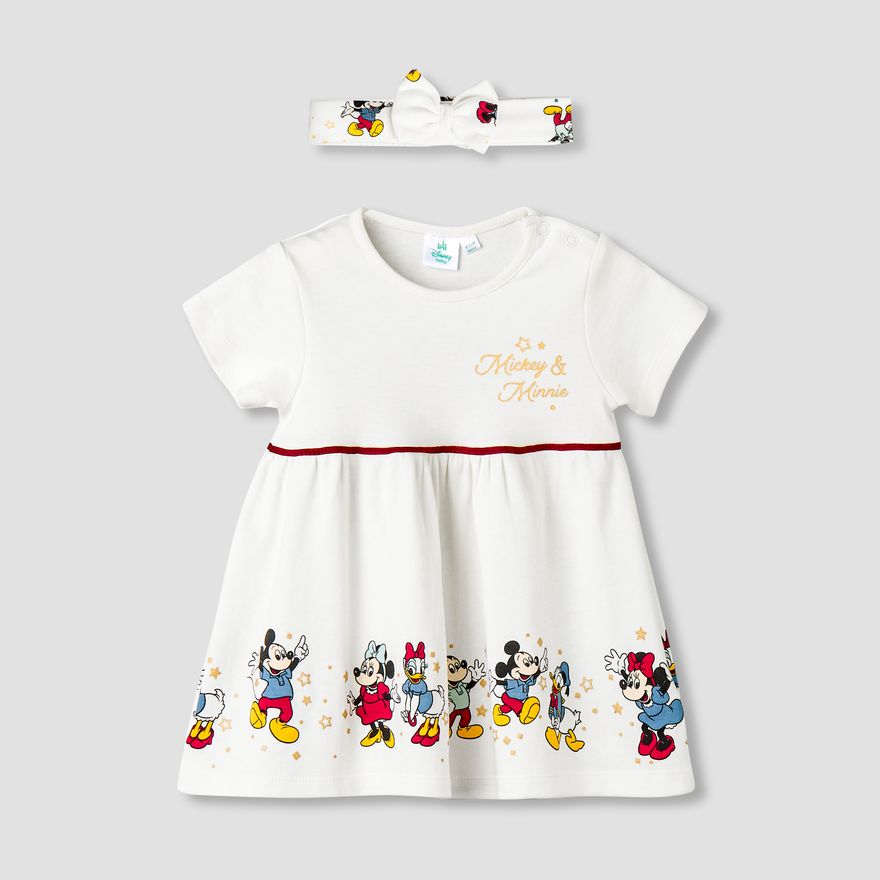 فستان بياقة مستديرة وأكمام قصيرة وربطة شعر من ديزني-baby-girls-clothing-dressesandjumpsuits-image-2