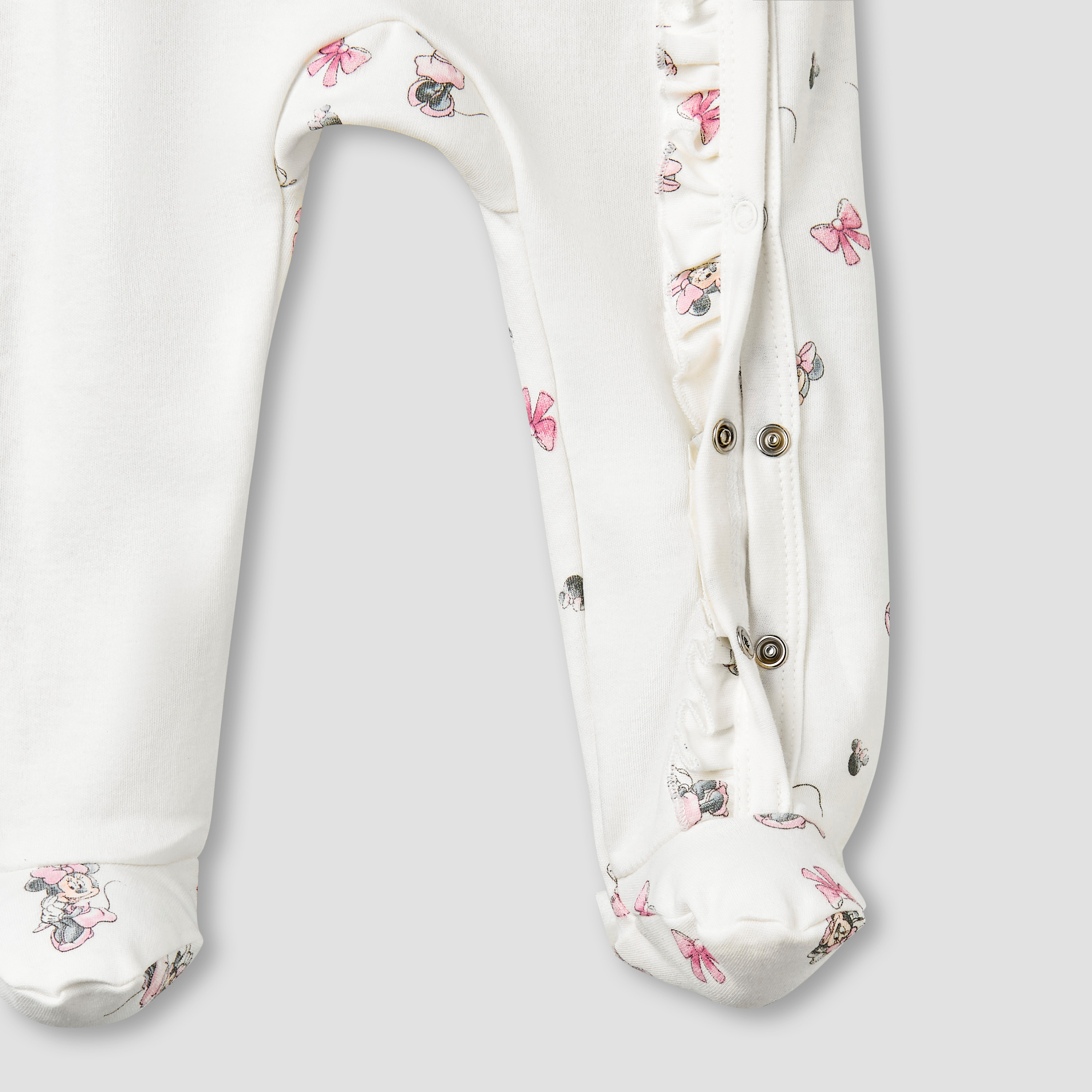 Disney Cotton Round Neck Long Sleeves Sleepsuit with Minnie Mouse Print-baby-girls-clothing-nightwear-sleepsuits-image-4