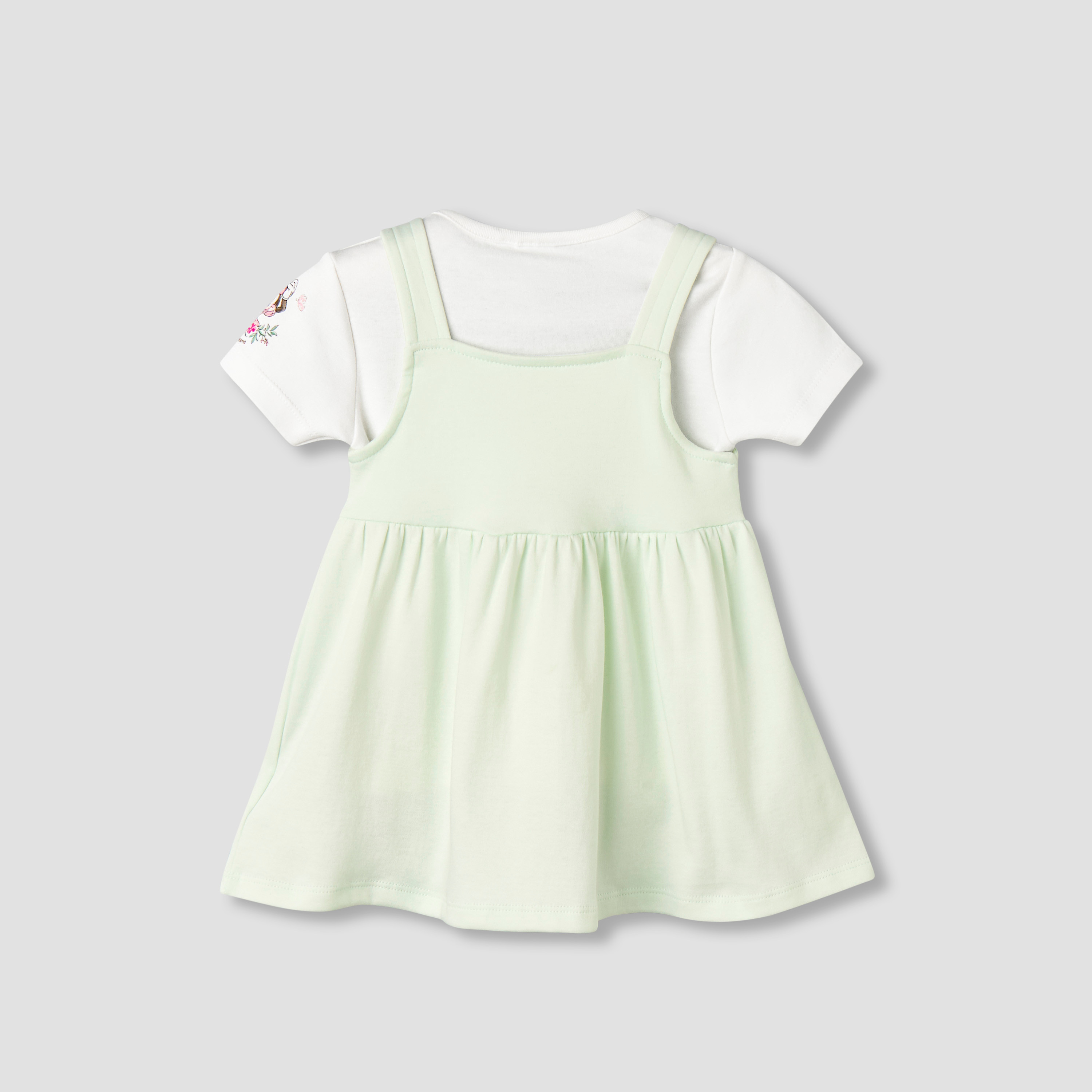 Disney Crew Neck Short Sleeves T-shirt and Dungaree Dress Set with Minnie Mouse Print-baby-girls-clothing-setsandcoords-image-2