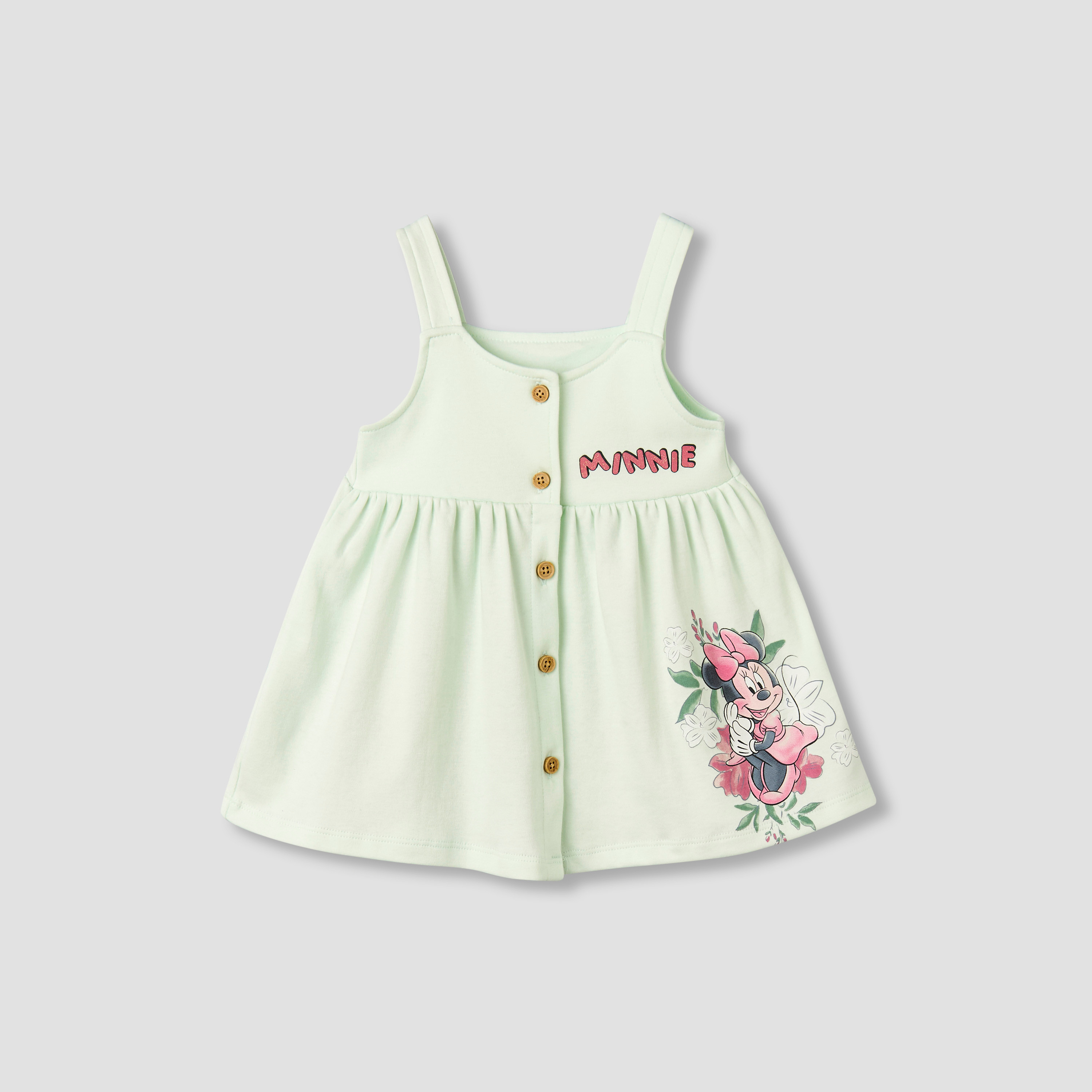 Disney Crew Neck Short Sleeves T-shirt and Dungaree Dress Set with Minnie Mouse Print-baby-girls-clothing-setsandcoords-image-4